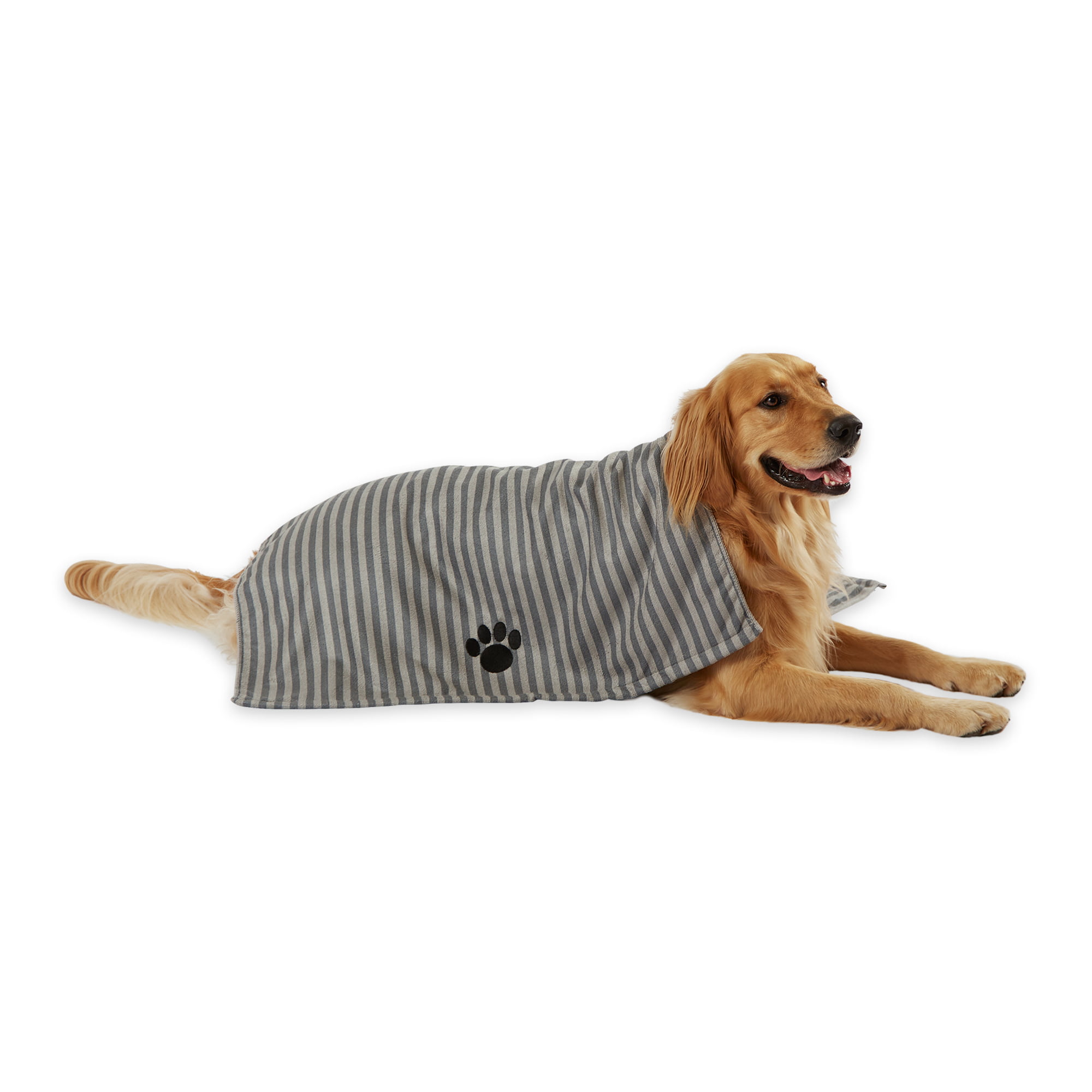 Picture of Design Imports CAMZ36571 Grey Stripe Embroidered Paw Pet Towel