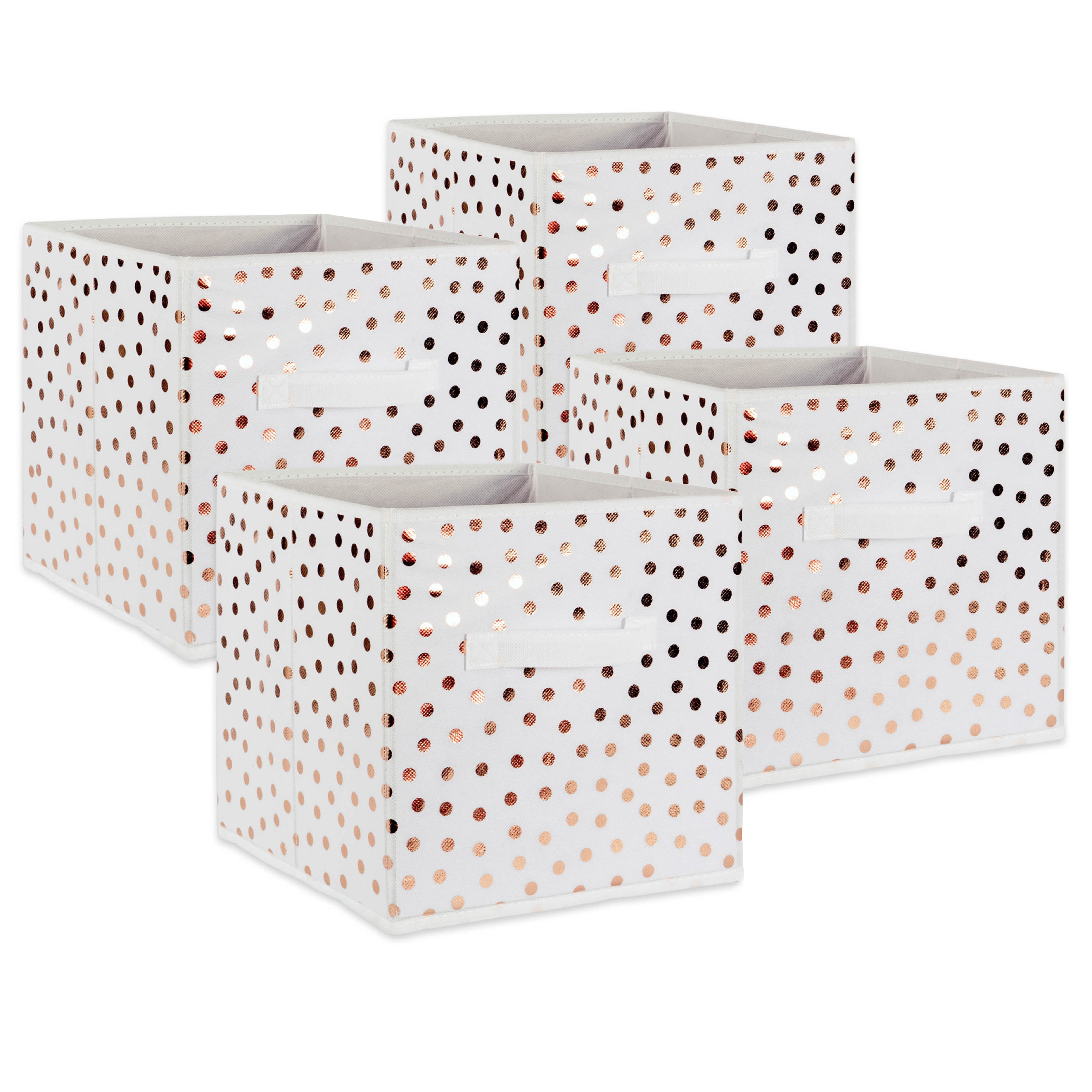 Picture of Design Imports CAMZ38271 11 x 11 x 11 in. Nonwoven Polyester Storage Cube&#44; Dots White & Copper - Small - Set of 4