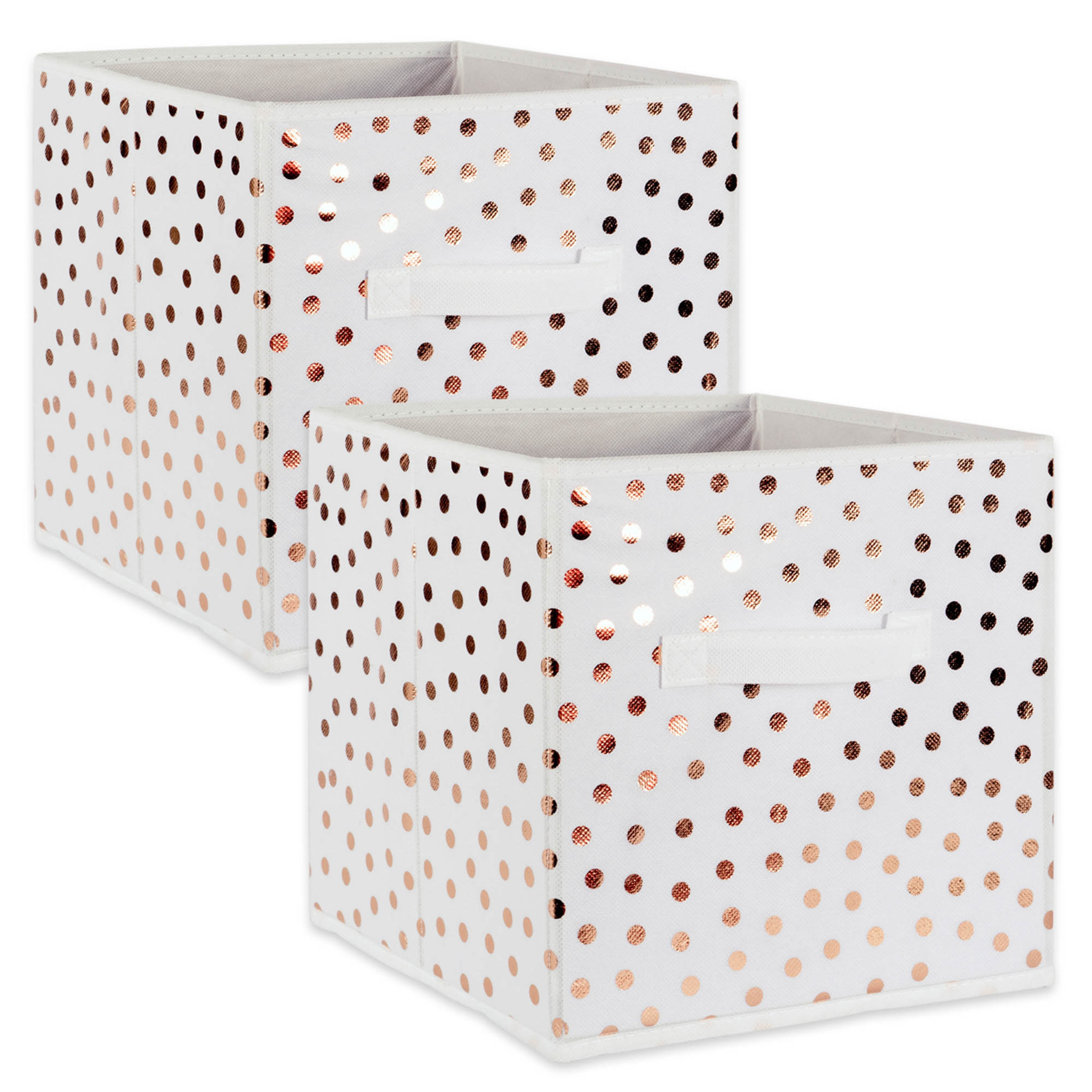 Picture of Design Imports CAMZ38272 13 x 13 x 13 in. Nonwoven Polyester Storage Cube&#44; Dots White & Copper - Small - Set of 2