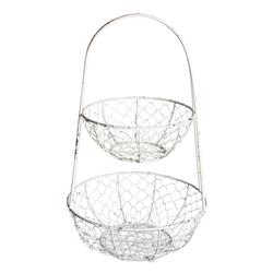 Picture of Design Imports Z01923 Antique White Chicken Wire Tiered Stand