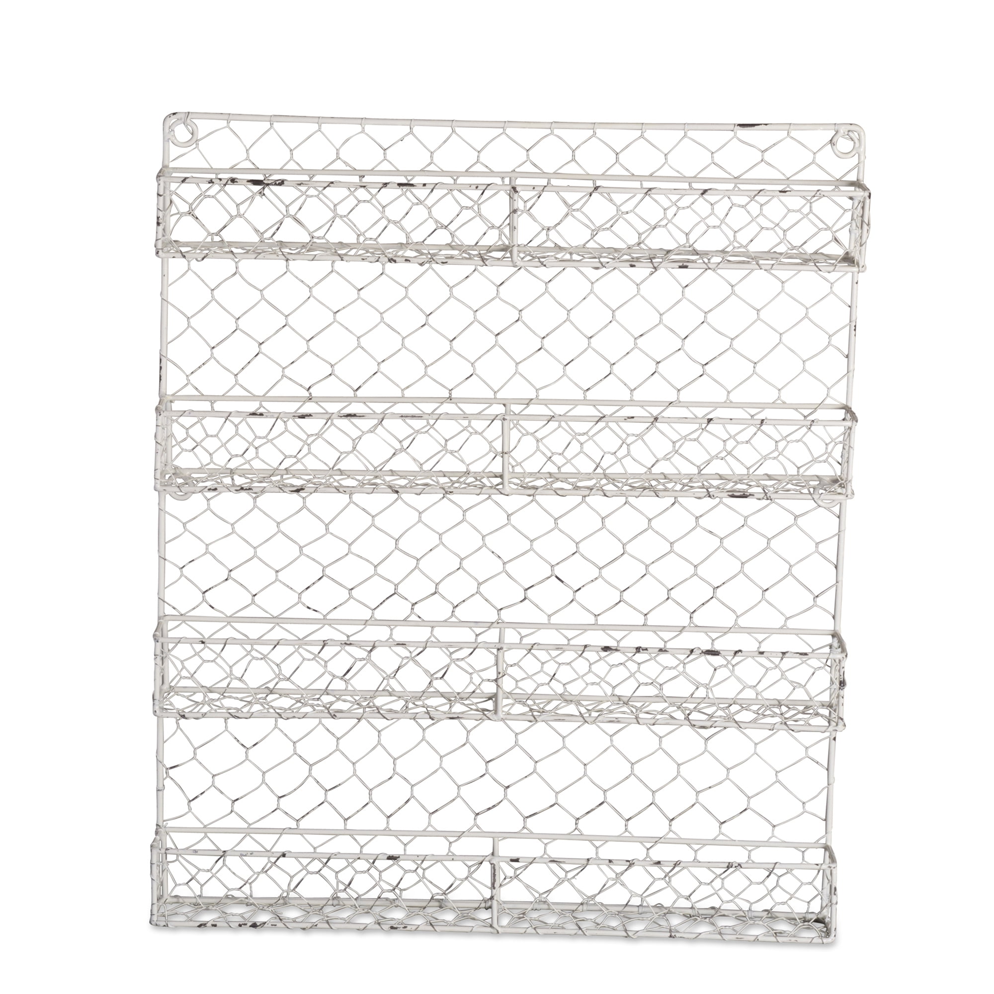 Picture of Design Imports Z01925 Antique White 4 Row Chicken Wire Spice Rack