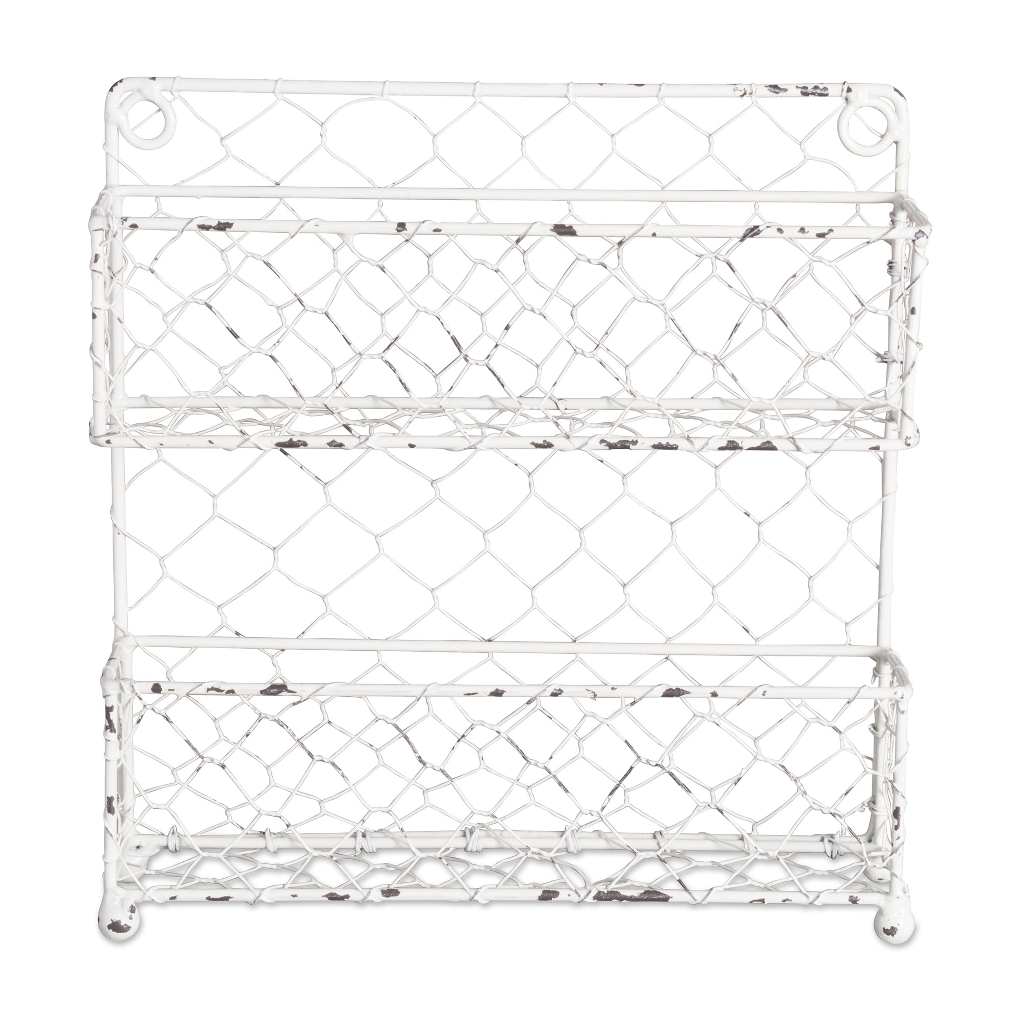 Picture of Design Imports Z01926 Antique White 2 Row Chicken Wire Spice Rack