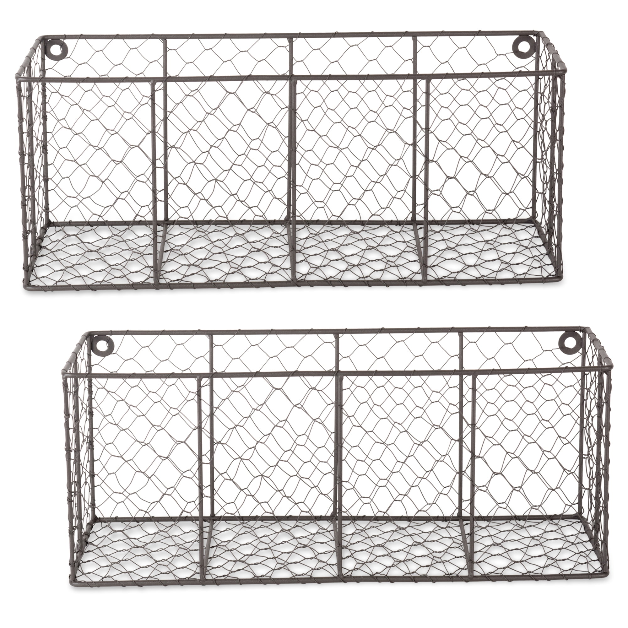 Picture of Design Imports Z01928 Medium Vintage Grey Wall Mount Chicken Wire Basket - Set of 2