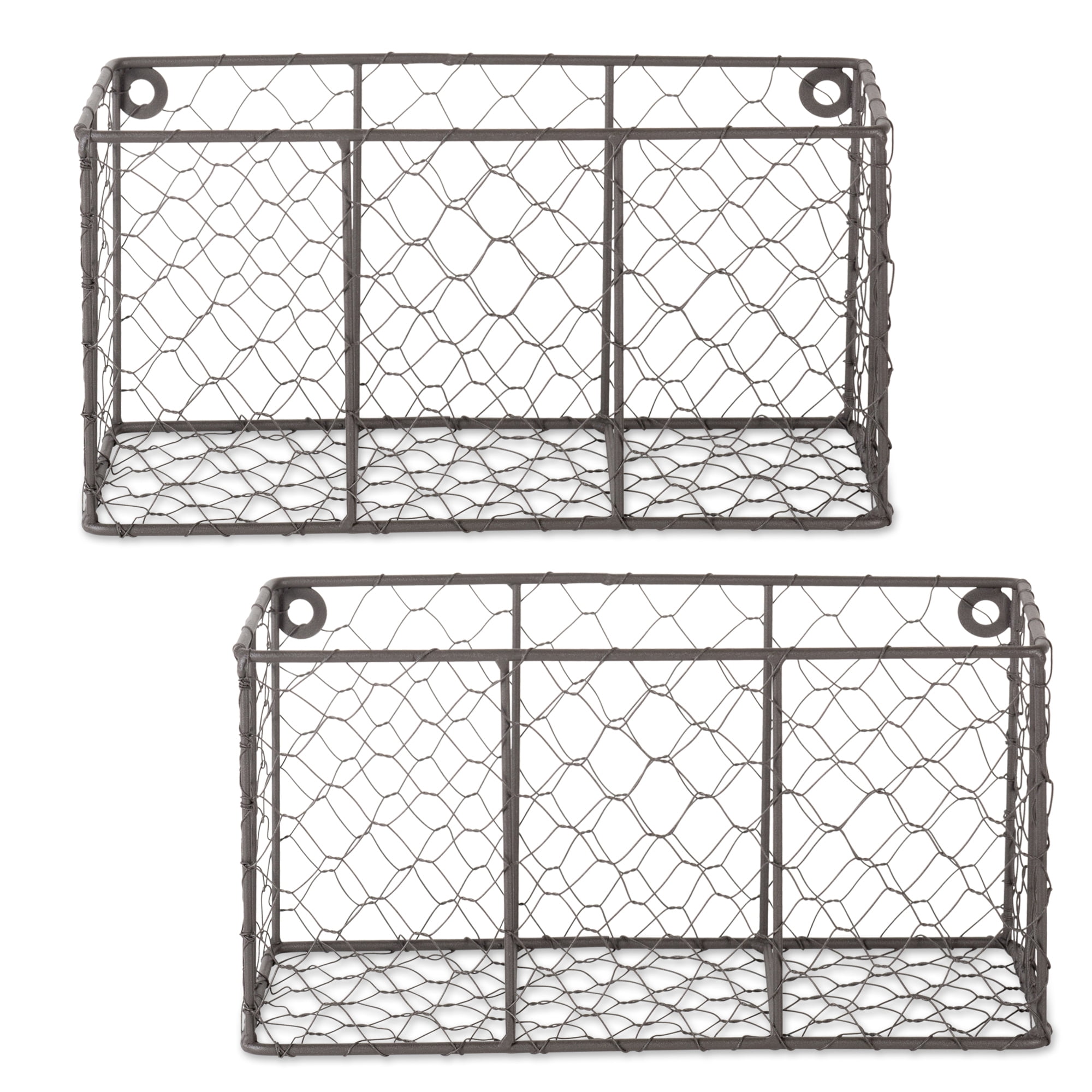 Picture of Design Imports Z01929 Small Vintage Grey Wall Mount Chicken Wire Basket - Set of 2