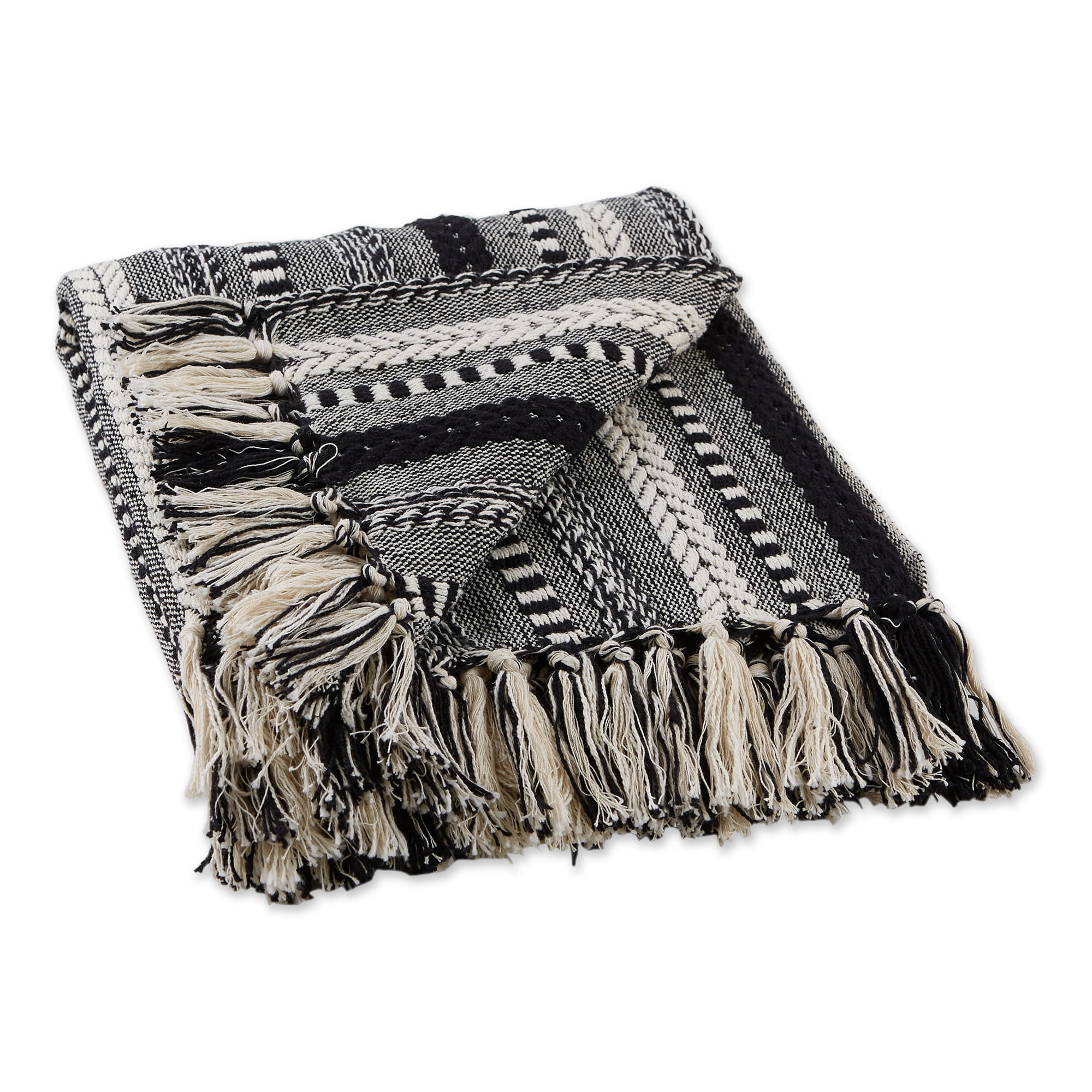 Picture of Design Imports CAMZ12214 Black Braided Stripe Throw - 50 x 60 in.