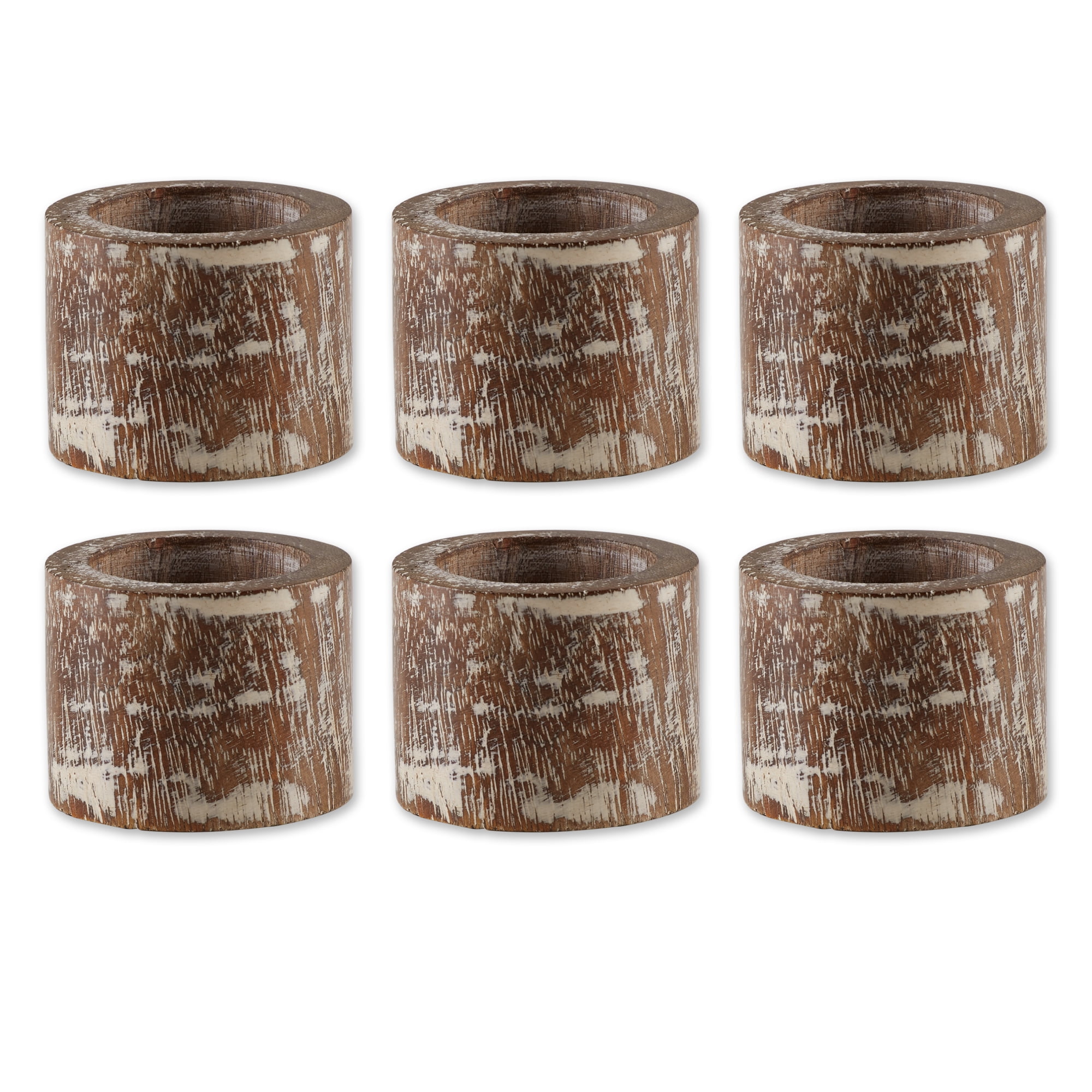 Picture of Design Imports CAMZ12240 White Wash Finish Wood Band Napkin Ring - Set of 6