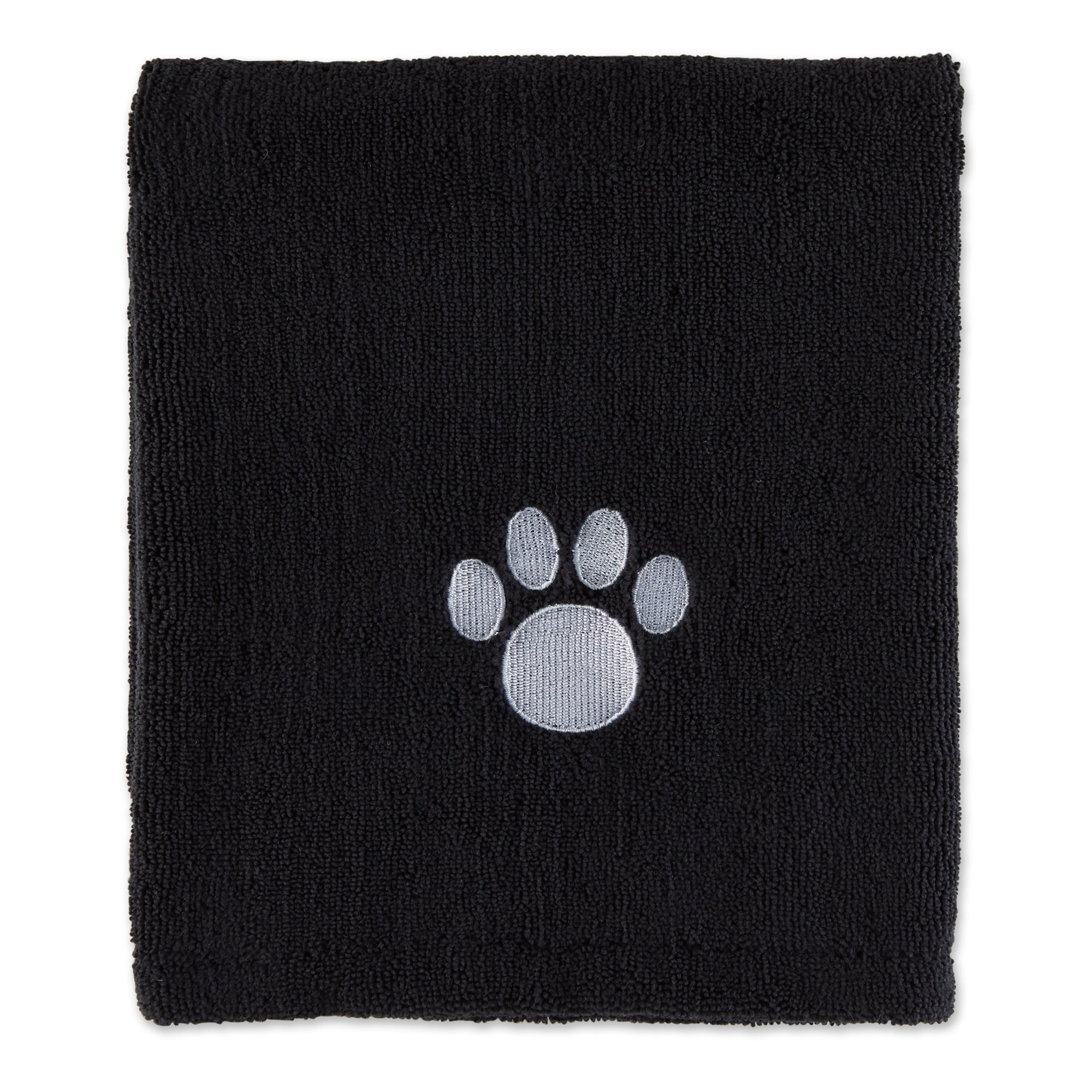 Picture of Design Imports CAMZ12549 Bone Dry Embroidered Paw Pet Towel&#44; Black