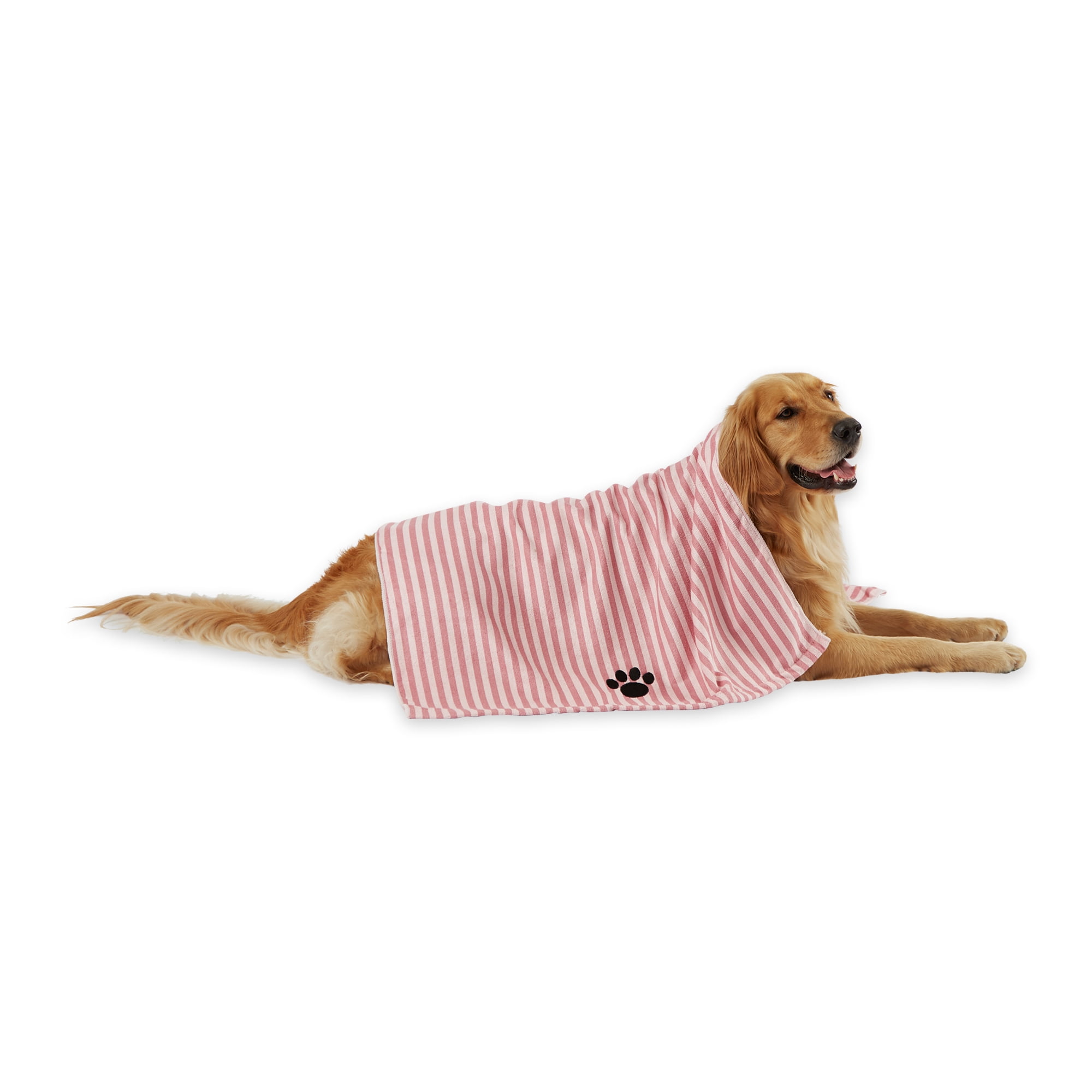 Picture of Design Imports CAMZ12552 Bone Dry Embroidered Paw Pet Towel&#44; Rose Stripe