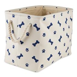 Picture of Design Imports CAMZ12455 Paw & Bone Rectangle Polyester Pet Bin&#44; Nautical Blue - Large