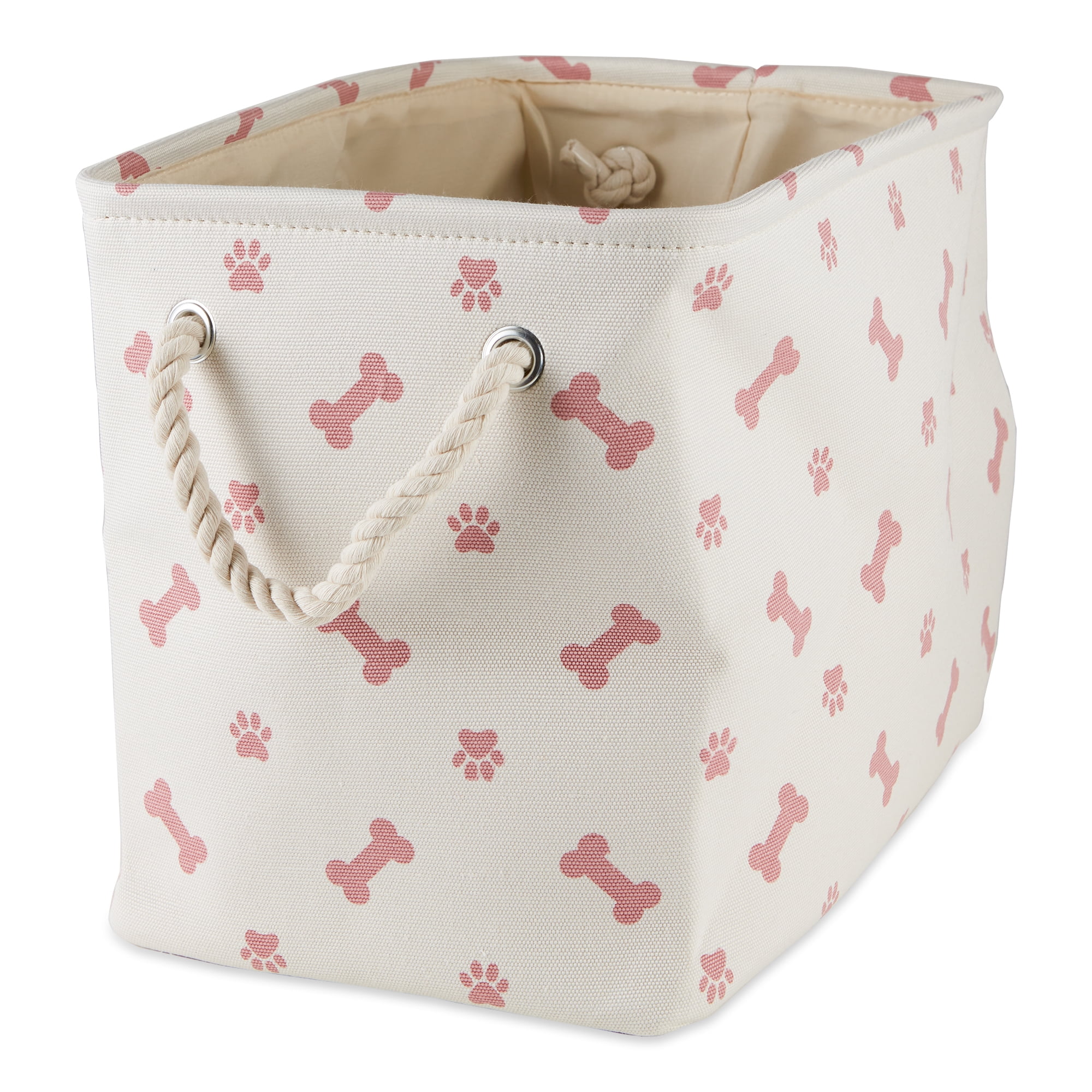 Picture of Design Imports CAMZ12458 Paw & Bone Rectangle Polyester Pet Bin&#44; Rose - Large