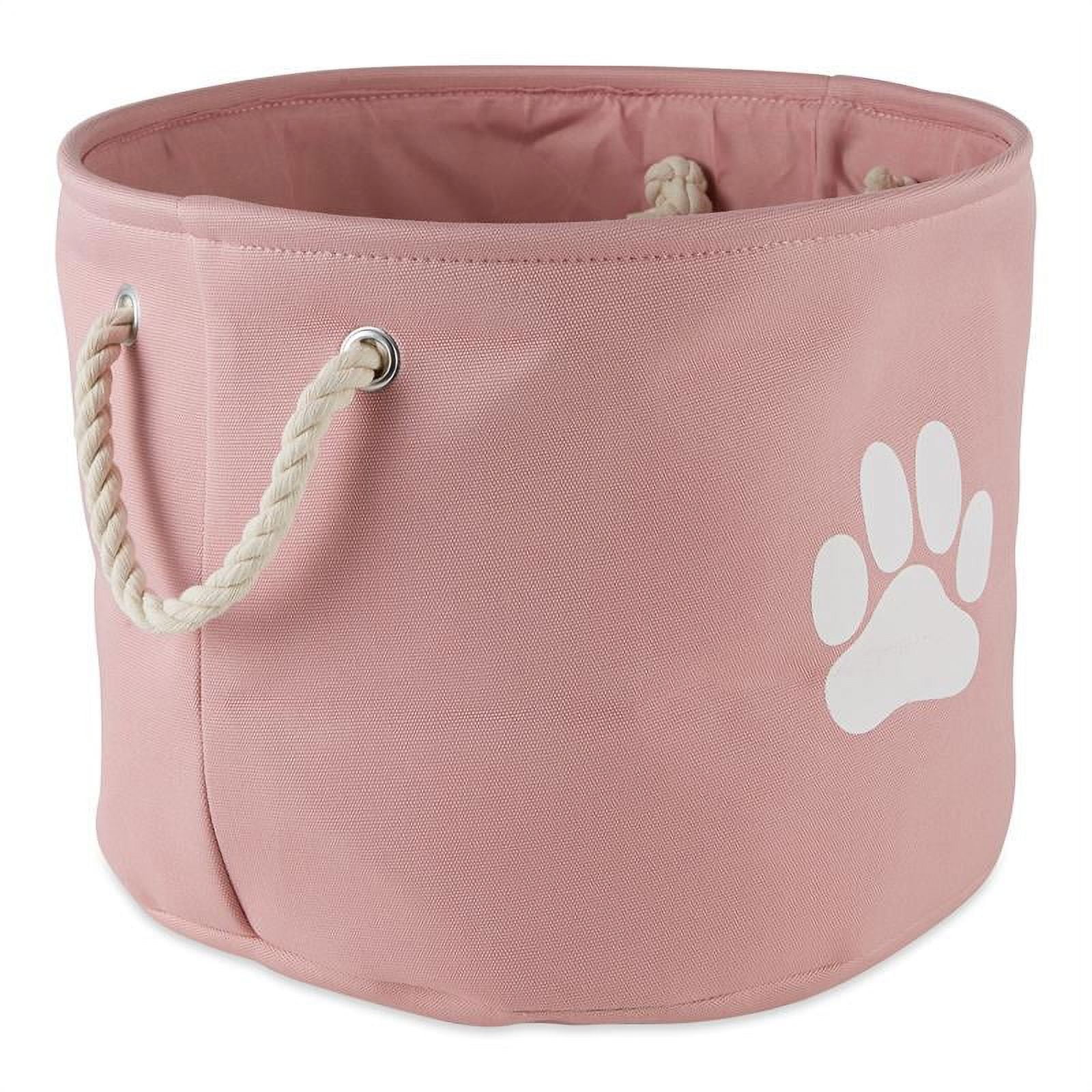 Picture of Design Imports CAMZ12478 Paw Round Polyester Pet Bin, Rose - Small