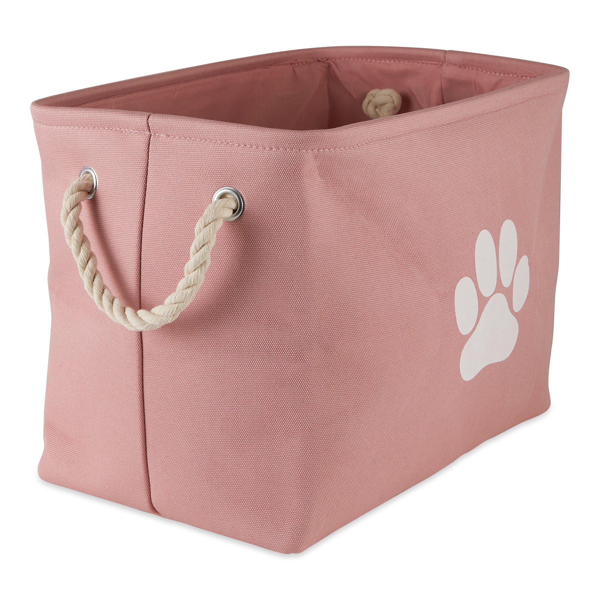 Picture of Design Imports CAMZ12481 Paw Rectangle Polyester Pet Bin, Rose - Medium