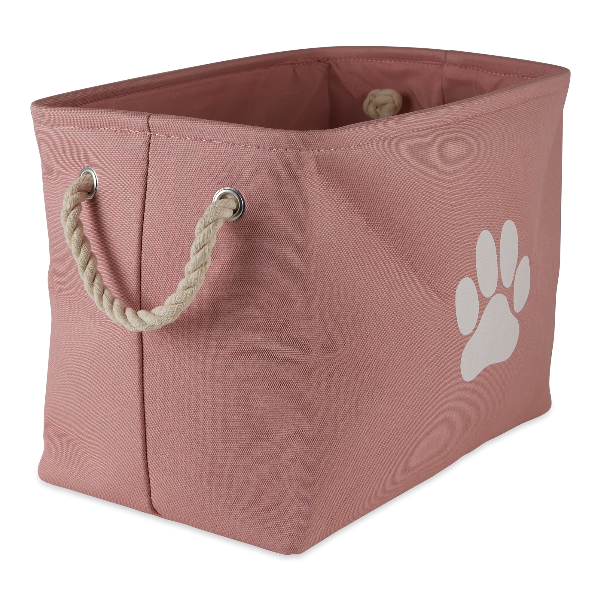 Picture of Design Imports CAMZ12482 Paw Rectangle Polyester Pet Bin, Rose - Large