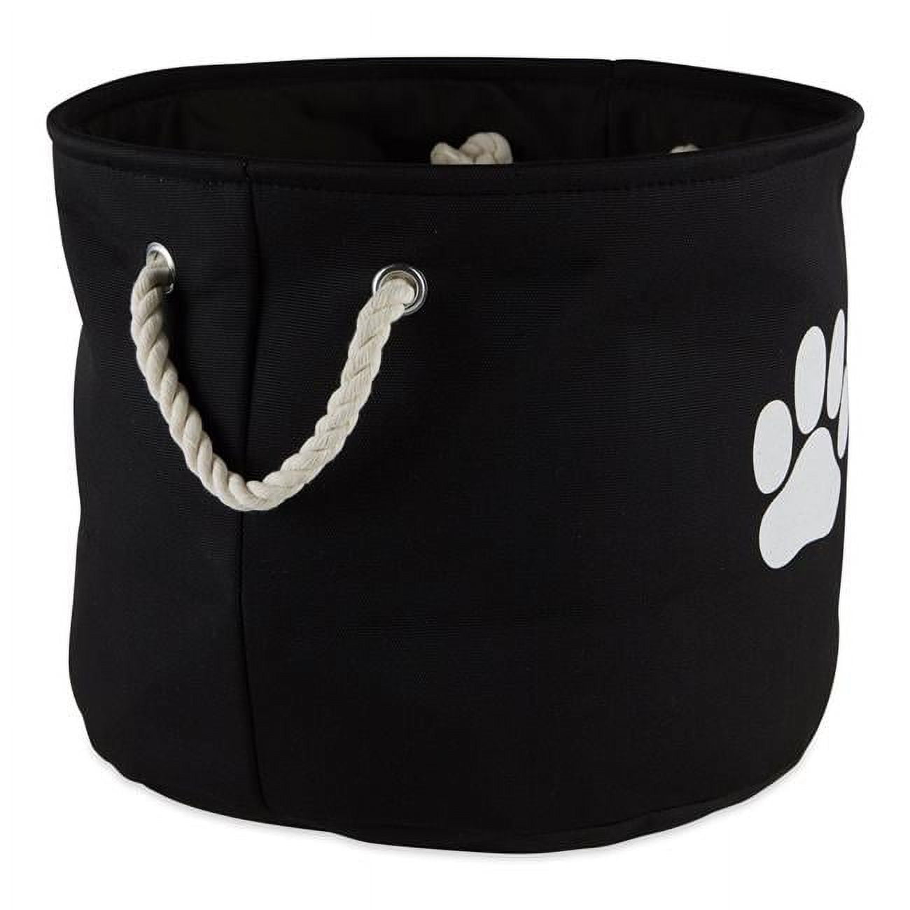 Picture of Design Imports CAMZ12483 Paw Round Polyester Pet Bin, Black - Small