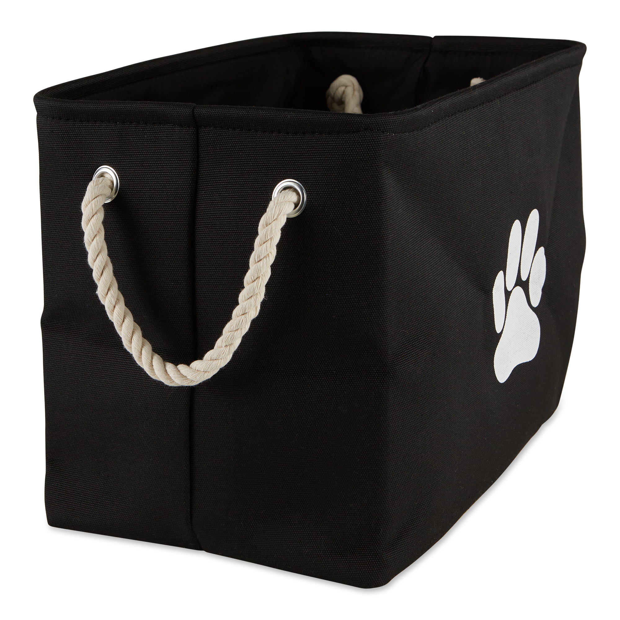 Picture of Design Imports CAMZ12485 Paw Rectangle Polyester Pet Bin, Black - Small