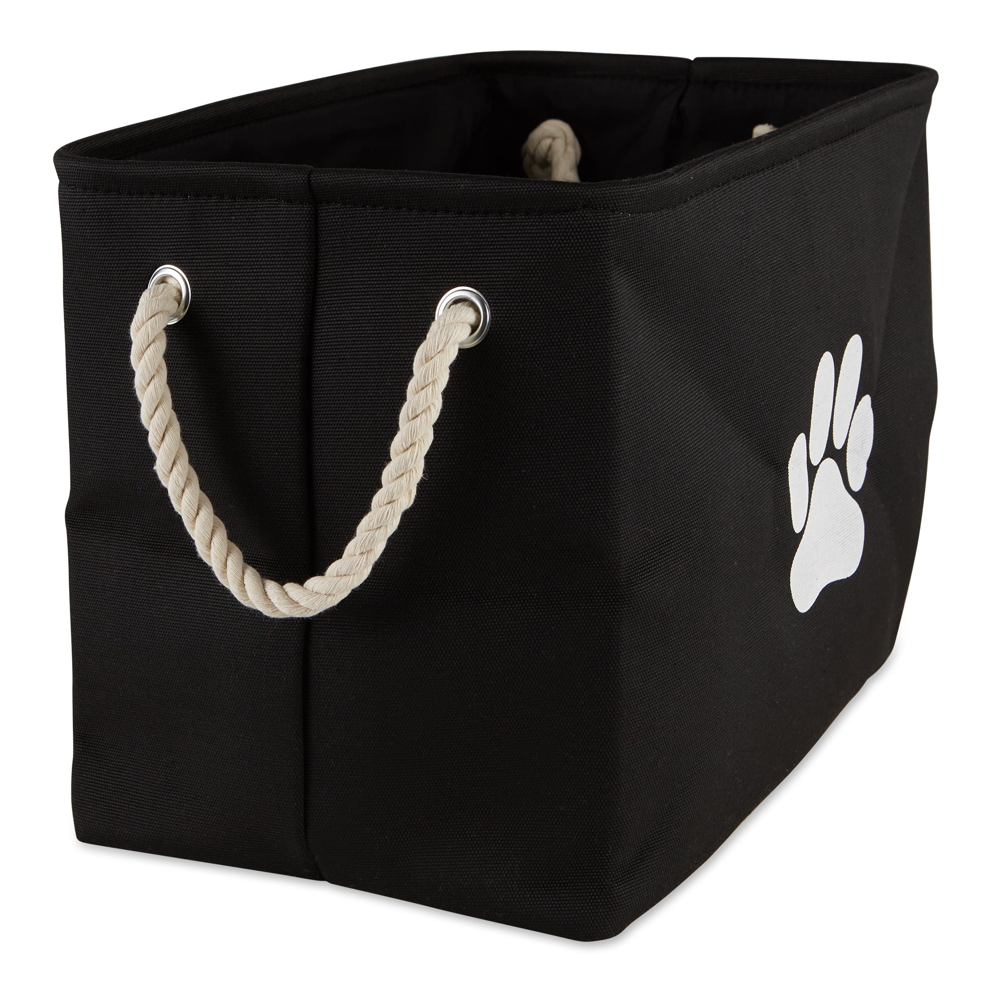 Picture of Design Imports CAMZ12487 Paw Rectangle Polyester Pet Bin, Black - Large