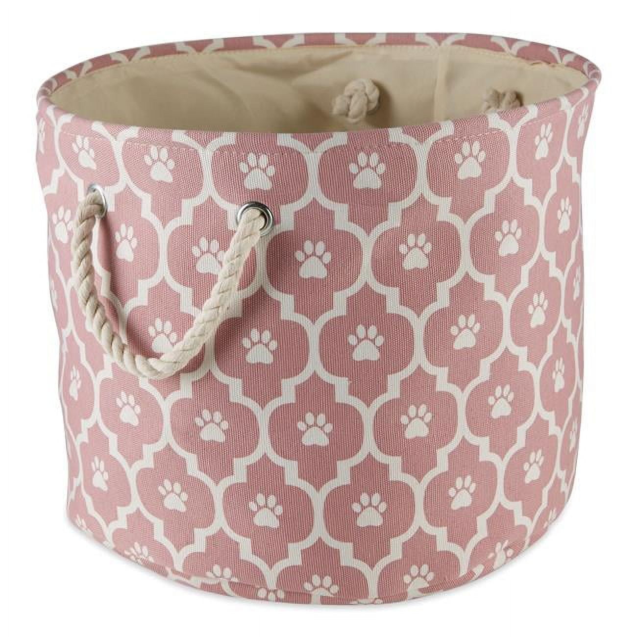 Picture of Design Imports CAMZ12530 Lattice Paw Round Polyester Pet Bin, Rose - Small