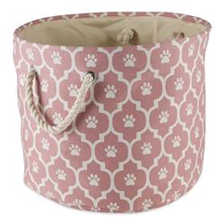 Picture of Design Imports CAMZ12532 Lattice Paw Round Polyester Pet Bin&#44; Rose - Large