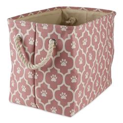 Picture of Design Imports CAMZ12535 Lattice Paw Rectangle Polyester Pet Bin&#44; Rose - Large
