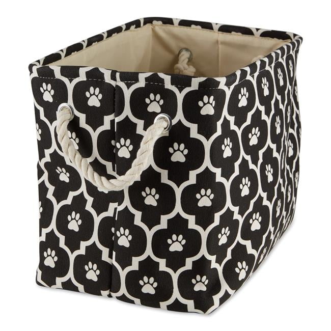 Picture of Design Imports CAMZ12539 Lattice Paw Rectangle Polyester Pet Bin&#44; Black - Small
