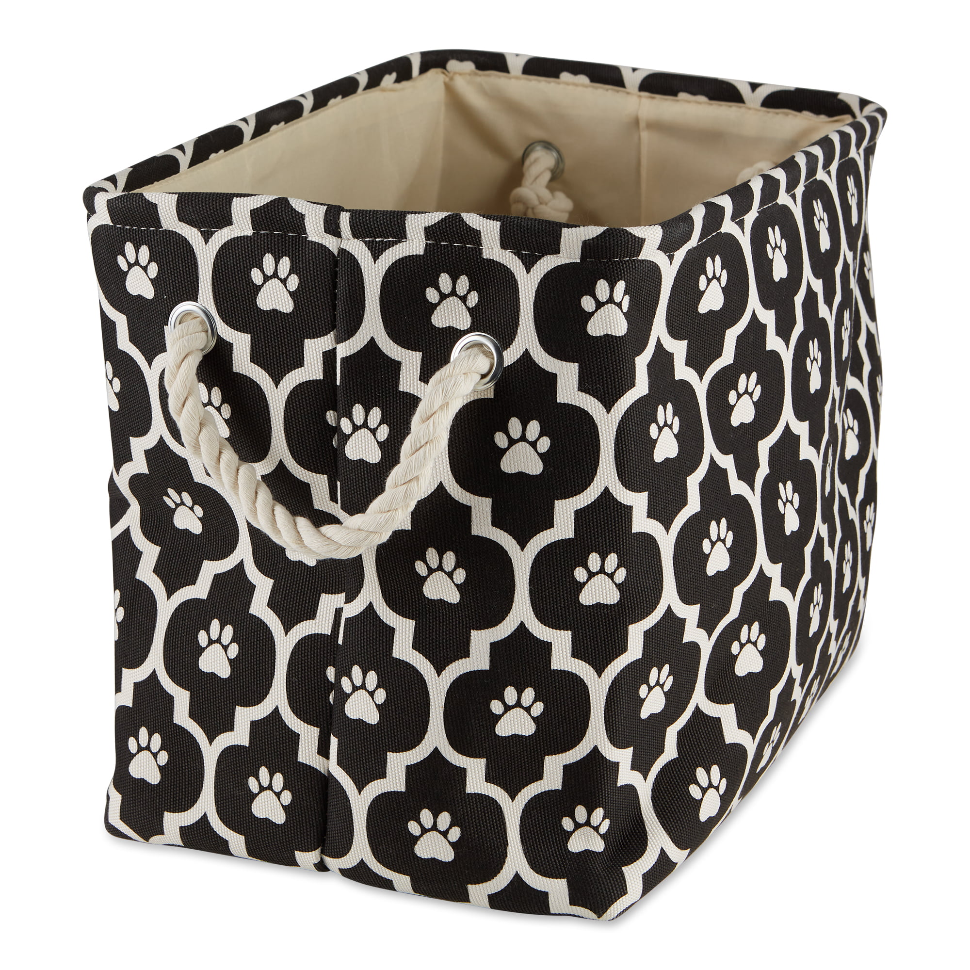 Picture of Design Imports CAMZ12540 Lattice Paw Rectangle Polyester Pet Bin, Black - Medium