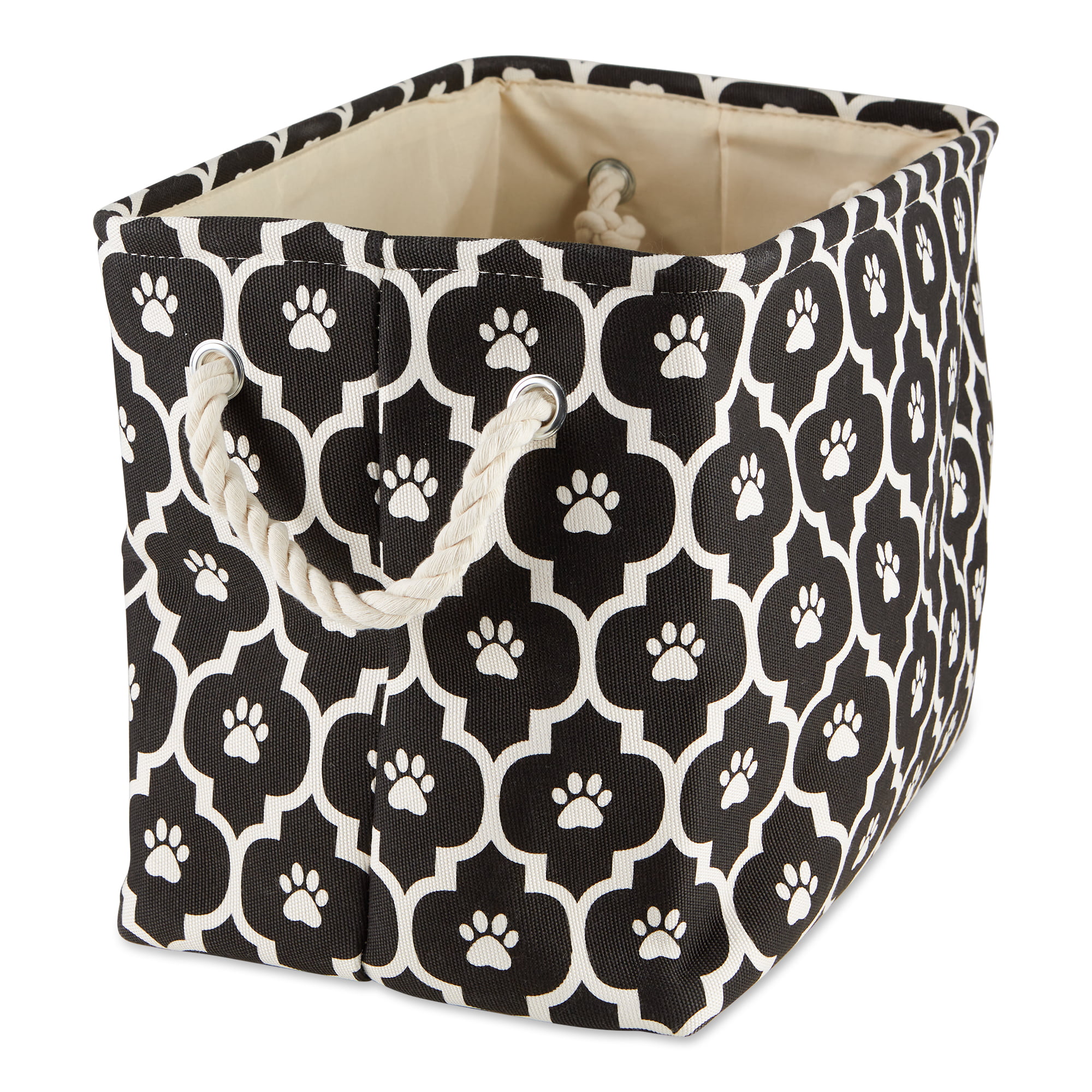 Picture of Design Imports CAMZ12541 Lattice Paw Rectangle Polyester Pet Bin, Black - Large