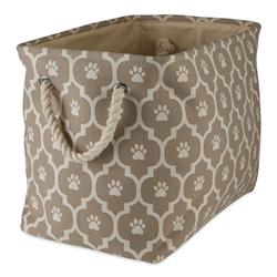 Picture of Design Imports CAMZ12545 Lattice Paw Rectangle Polyester Pet Bin&#44; Stone - Small
