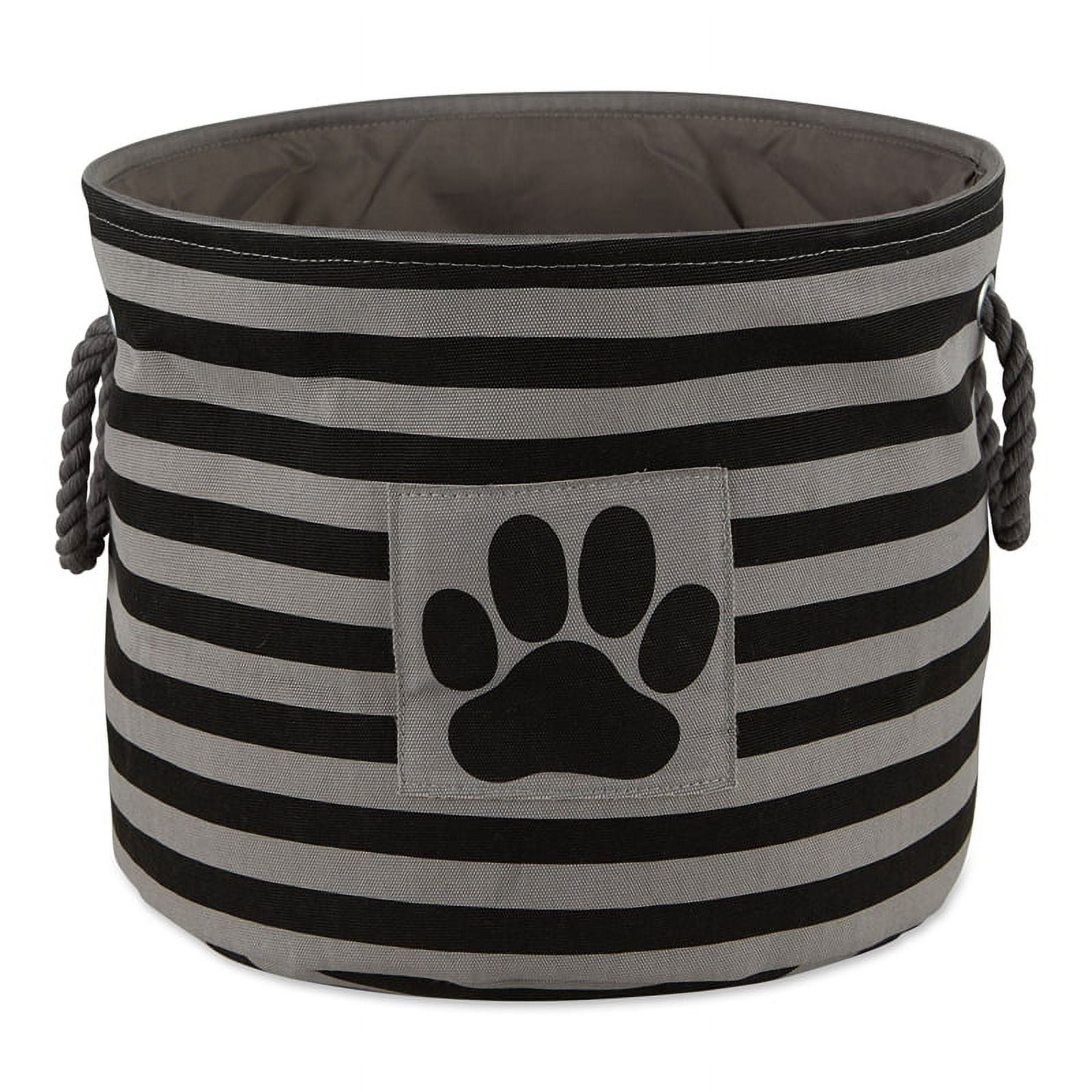 Picture of Design Imports CAMZ12488 9 x 12 x 12 in. Bone Dry Polyester Round Pet Bin - Stripe with Paw Patch&#44; Black - Small Round