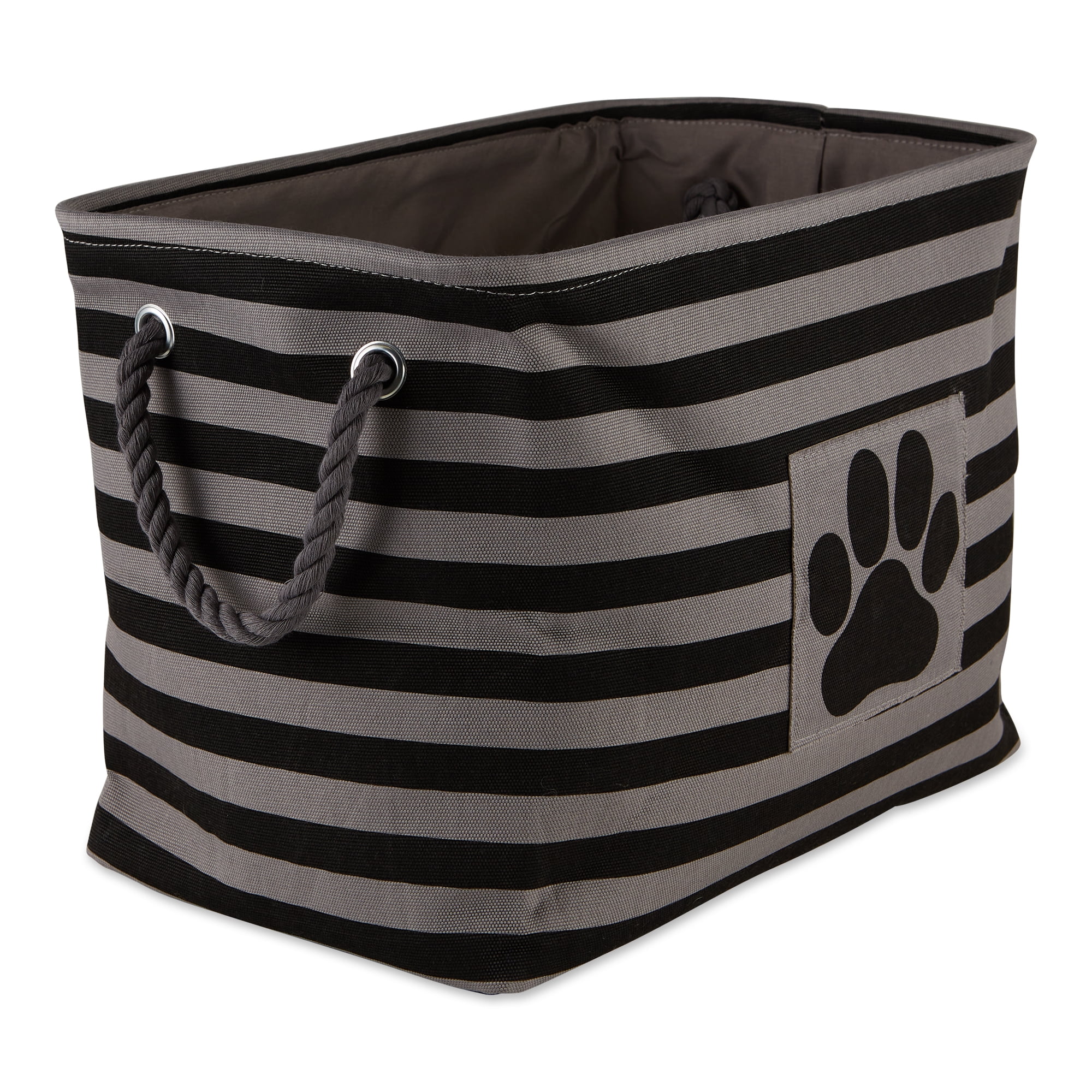 Picture of Design Imports CAMZ12492 16 x 10 x 12 in. Bone Dry Polyester Rectangle Pet Bin - Stripe with Paw Patch&#44; Black - Medium
