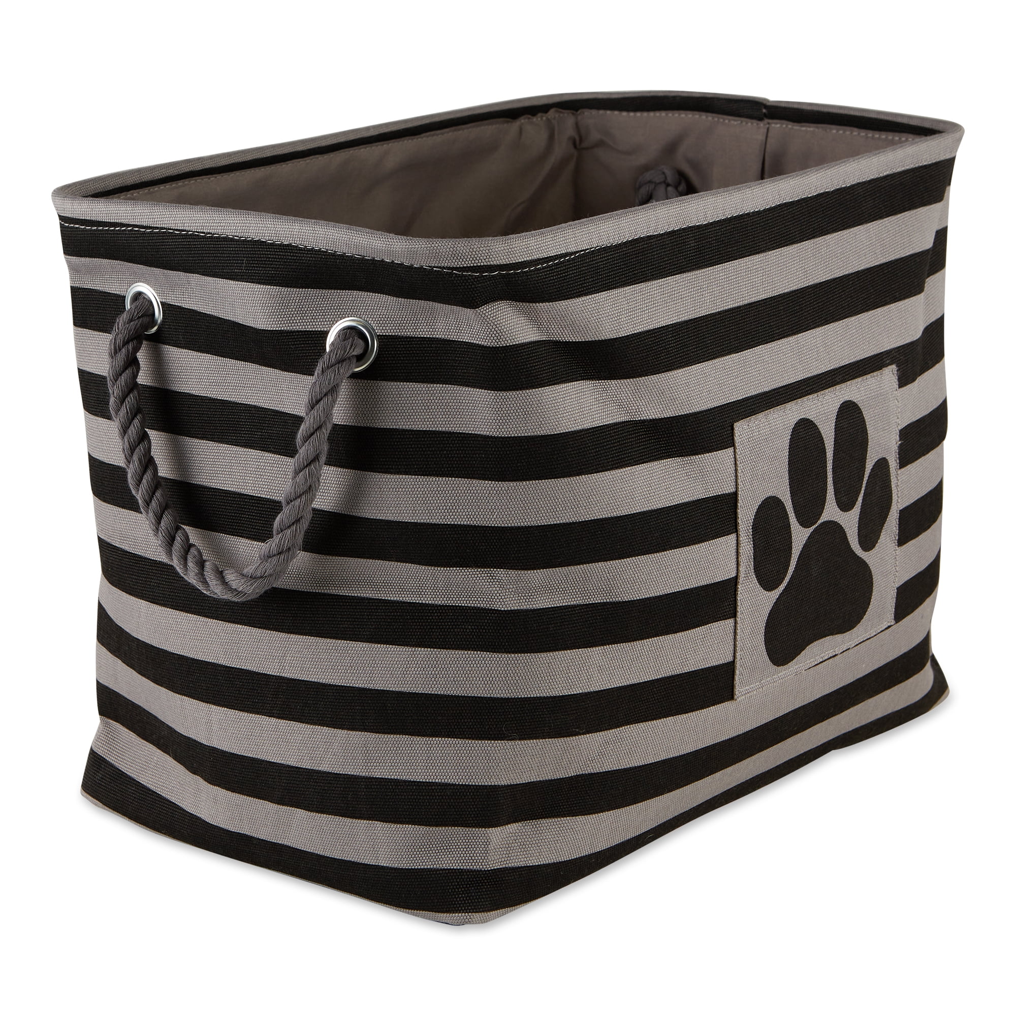 Picture of Design Imports CAMZ12493 17.75 x 12 x 15 in. Bone Dry Polyester Rectangle Pet Bin - Stripe with Paw Patch&#44; Black - Large