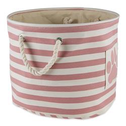 Picture of Design Imports CAMZ12494 9 x 12 x 12 in. Bone Dry Polyester Round Pet Bin - Stripe with Paw Patch&#44; Rose - Small Round