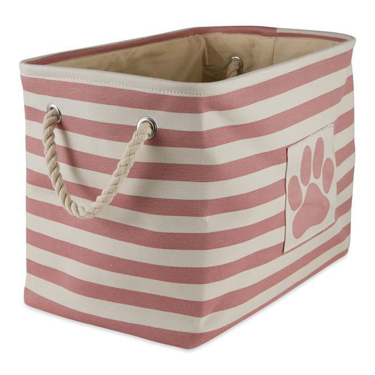 Picture of Design Imports CAMZ12497 14 x 8 x 9 in. Bone Dry Polyester Rectangle Pet Bin - Stripe with Paw Patch&#44; Rose - Small
