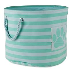 Picture of Design Imports CAMZ12500 9 x 12 x 12 in. Bone Dry Polyester Round Pet Bin - Stripe with Paw Patch&#44; Aqua - Small Round