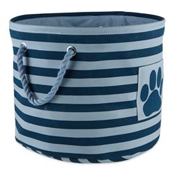 Picture of Design Imports CAMZ12508 15 x 18 x 18 in. Bone Dry Polyester Round Pet Bin - Stripe with Paw Patch&#44; Dark Navy - Large Round