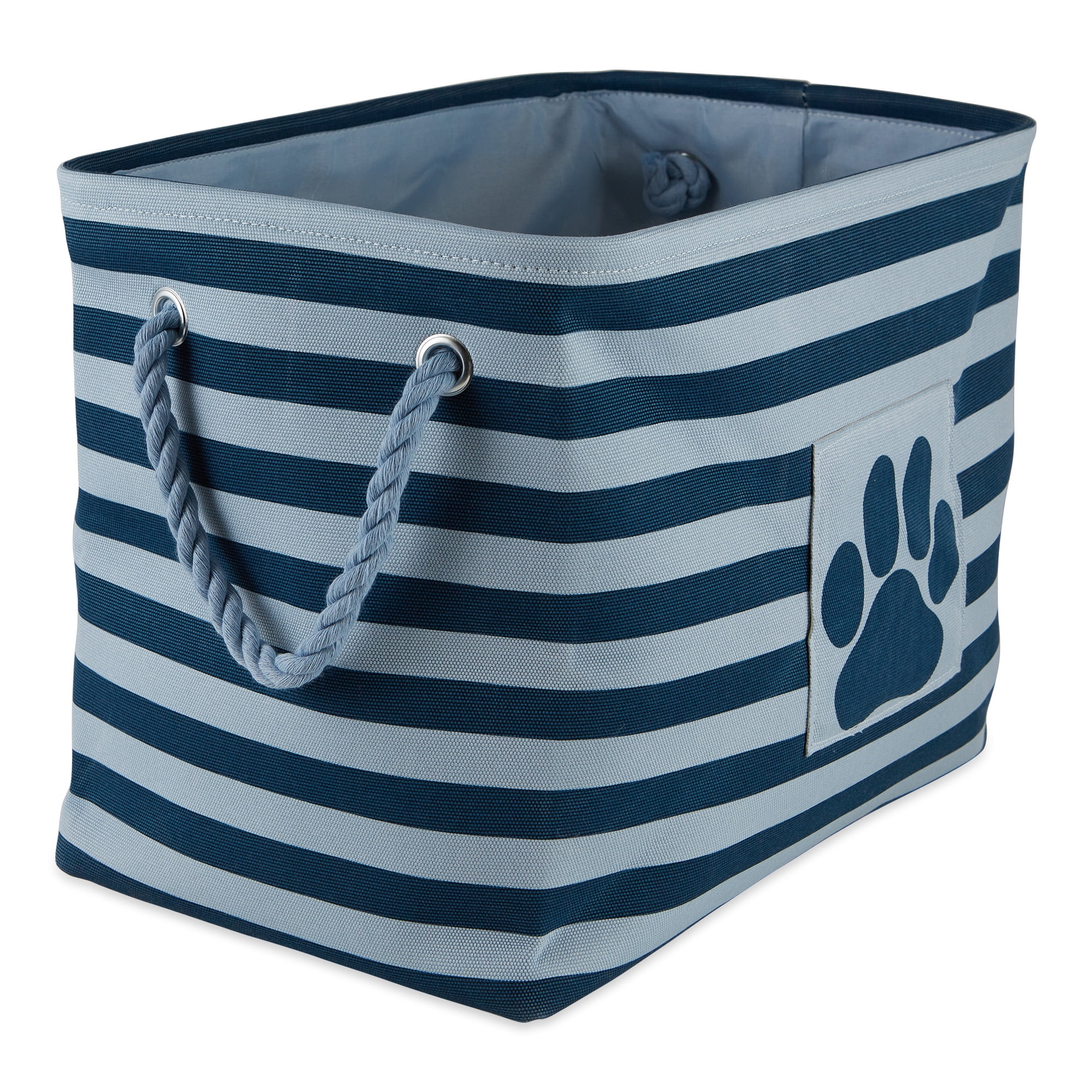 Picture of Design Imports CAMZ12511 17.75 x 12 x 15 in. Bone Dry Polyester Rectangle Pet Bin - Stripe with Paw Patch&#44; Dark Navy - Large