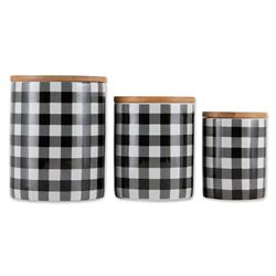 Picture of Design Imports CAMZ12579 Buffalo Check Ceramic Canister&#44; Black & White - Set of 3