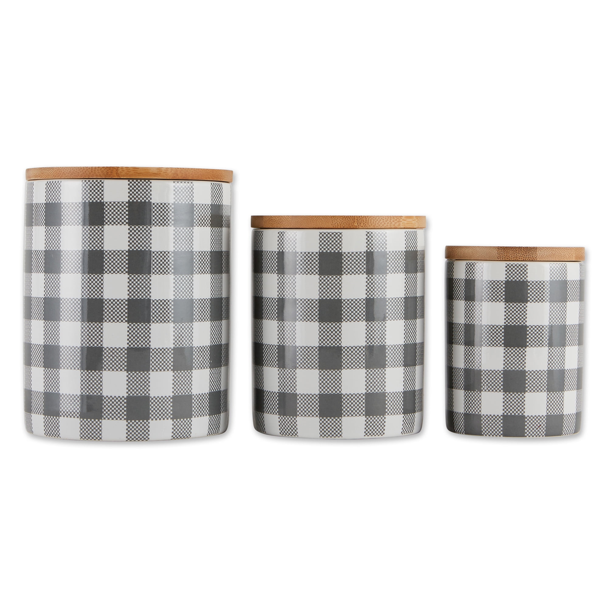 Picture of Design Imports CAMZ12580 Buffalo Check Ceramic Canister&#44; Gray & White - Set of 3