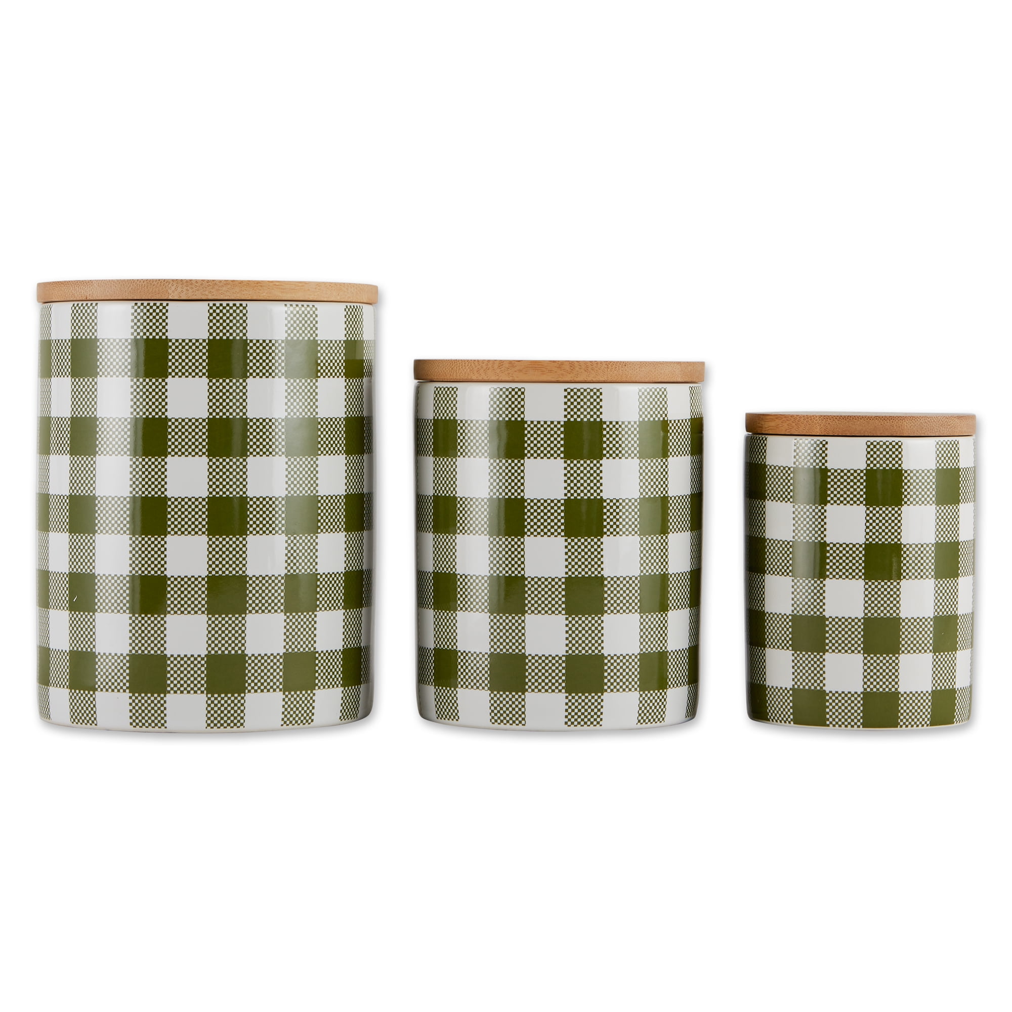 Picture of Design Imports CAMZ12583 Antique Buffalo Check Ceramic Canister&#44; Green & White - Set of 3