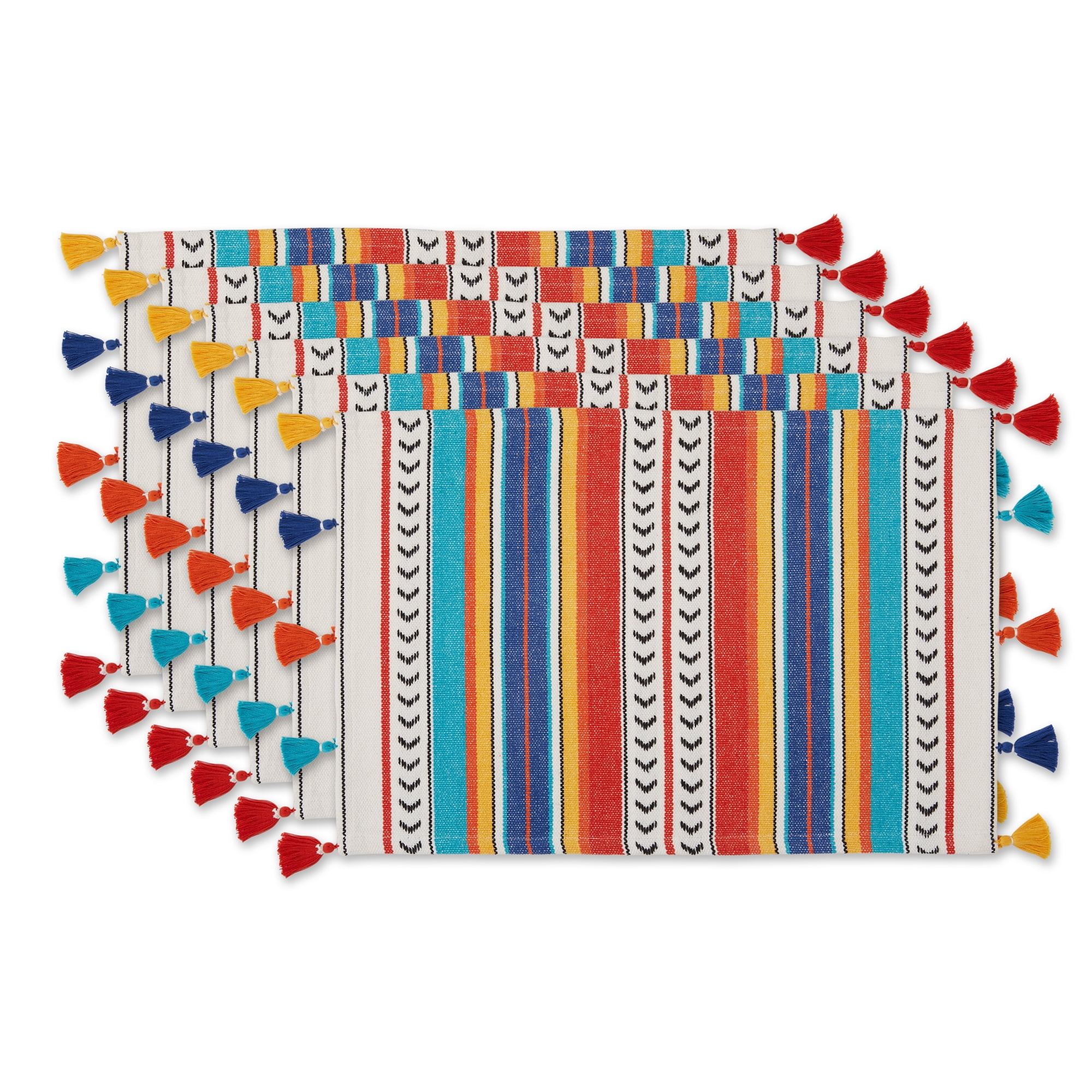Picture of Design Imports CAMZ12722 13 x 19 in. Tassel Placemat&#44; Picante Stripe - 6 Piece