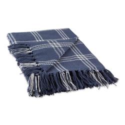 Picture of Design Imports CAMZ12557 50 x 60 in. Modern Farmhouse Plaid Throw&#44; French Blue & Off White