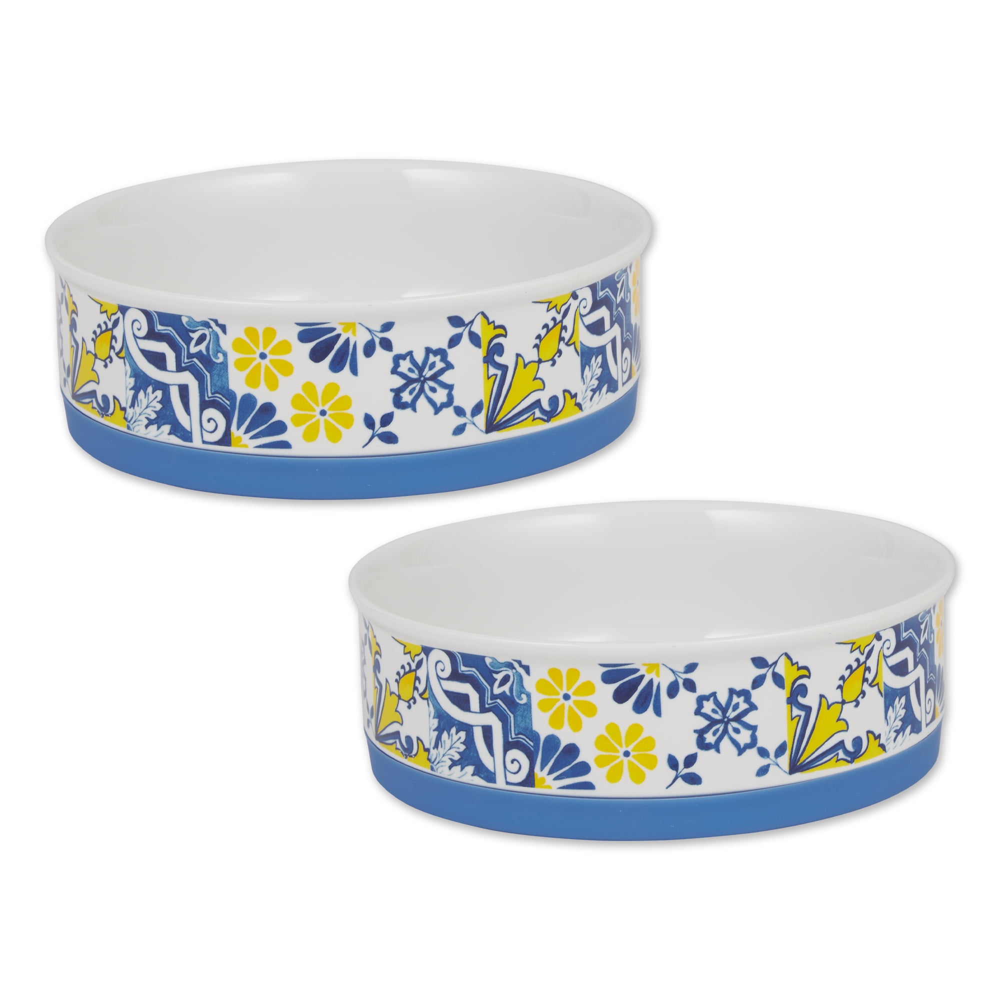 Picture of Design Imports CAMZ14085 7.5 x 2.4 in. Pet Bowl, Portuguese Azulejos - Large - Set of 2