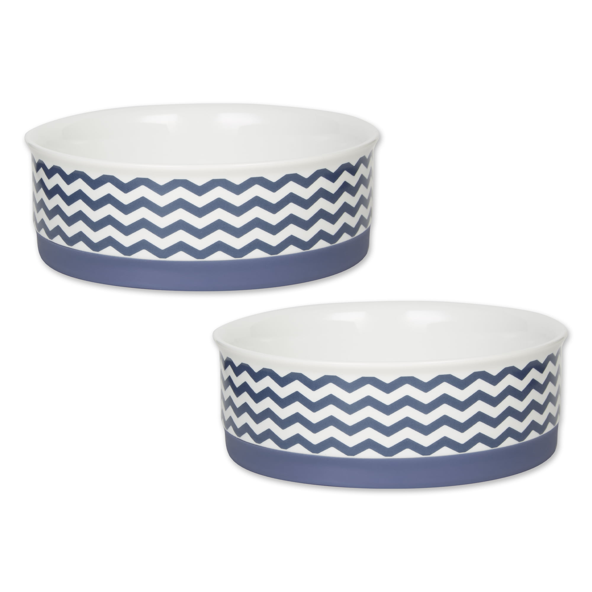 Picture of Design Imports CAMZ14108 6 x 2 in. Chevron Pet Bowl&#44; French Blue - Medium - Set of 2