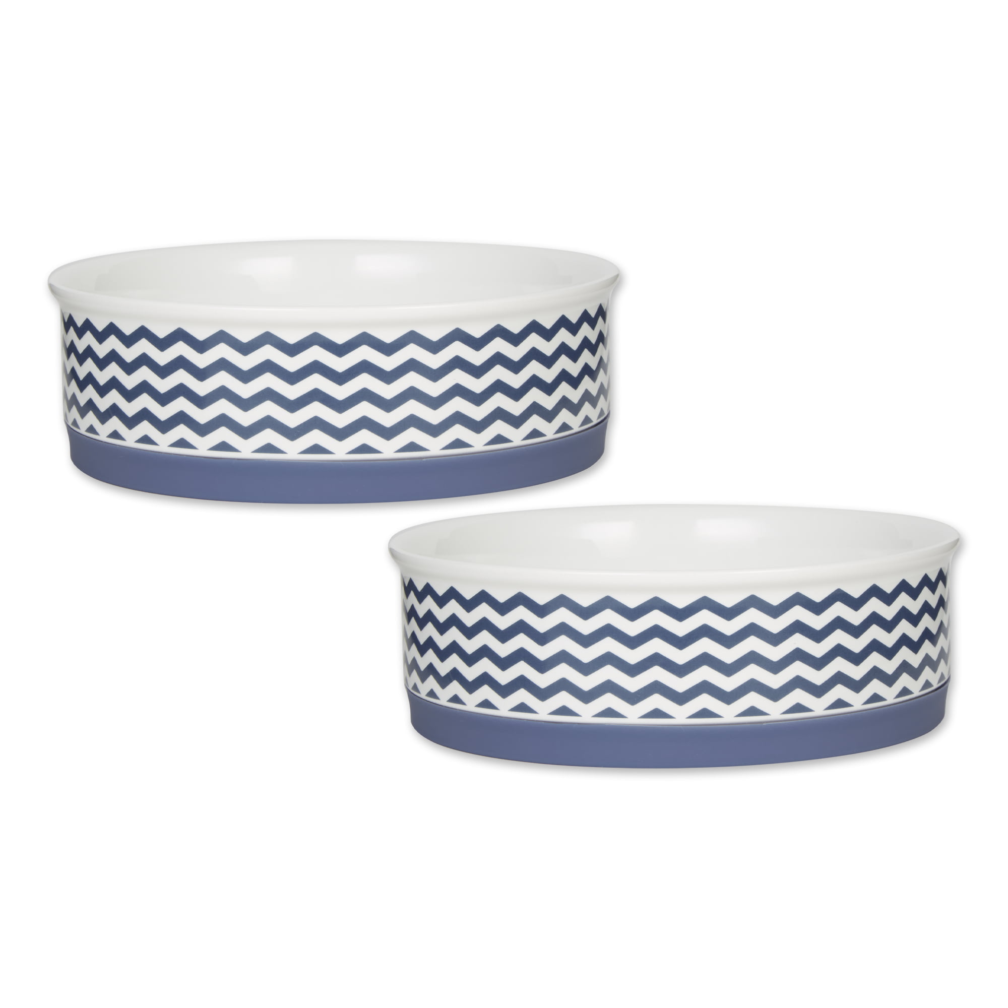 Picture of Design Imports CAMZ14109 7.5 x 2.4 in. Chevron Pet Bowl&#44; French Blue - Large - Set of 2
