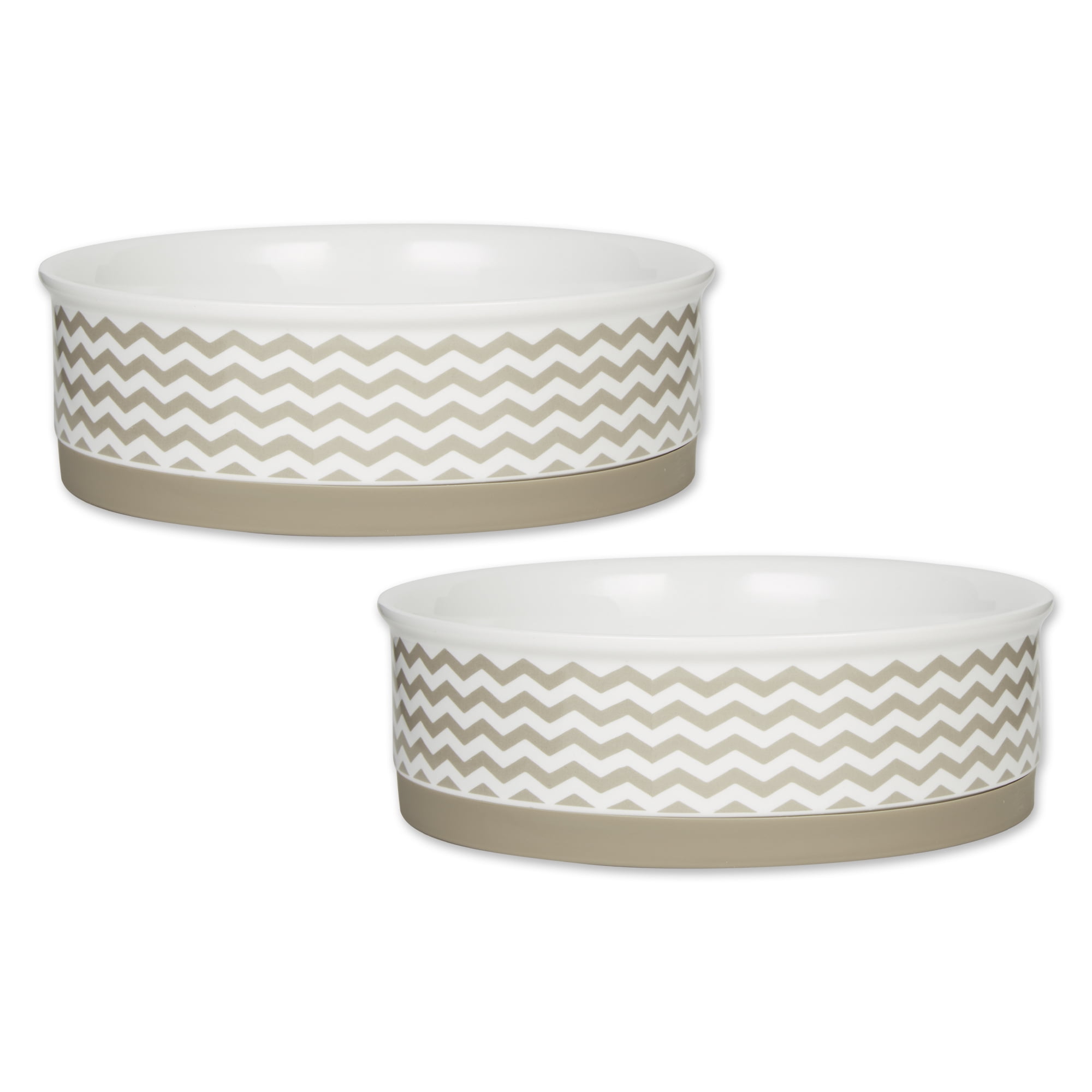 Picture of Design Imports CAMZ14113 7.5 x 2.4 in. Chevron Pet Bowl&#44; Stone - Large - Set of 2