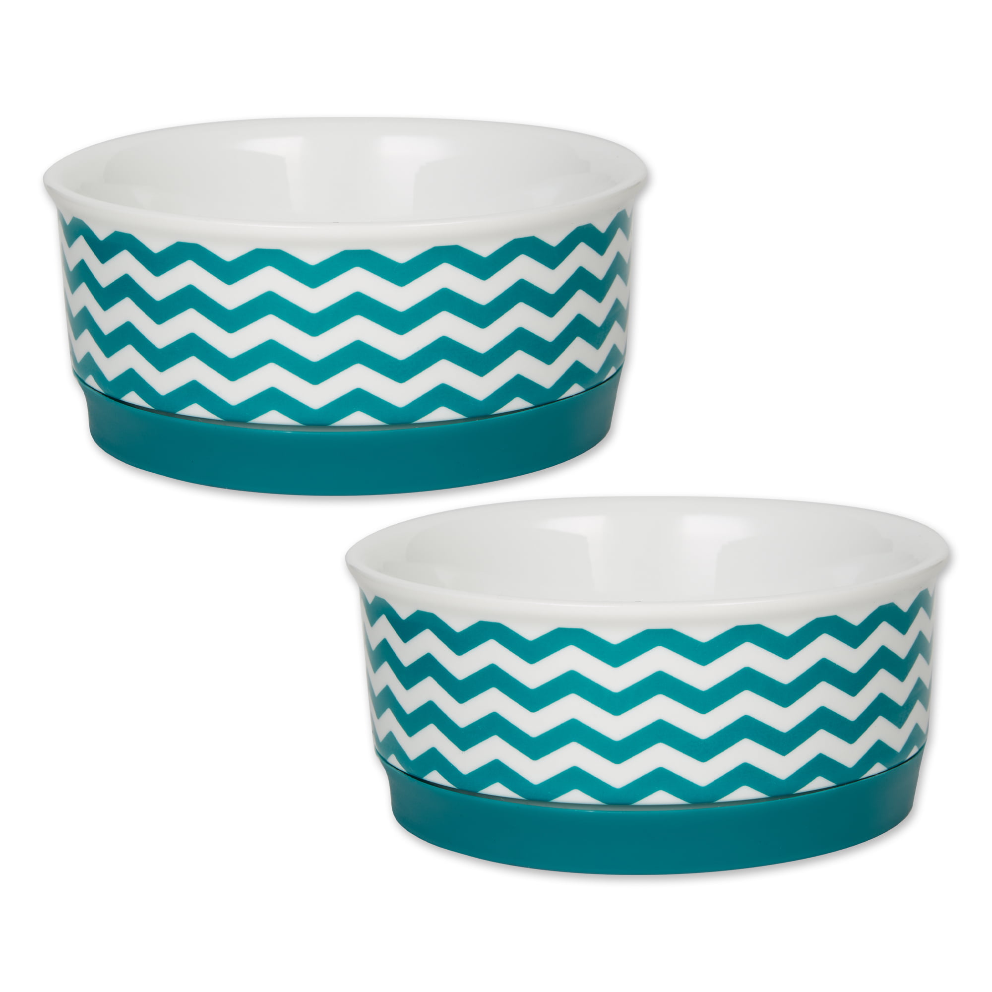 Picture of Design Imports CAMZ14115 4.25 x 2 in. Chevron Pet Bowl&#44; Teal - Small - Set of 2