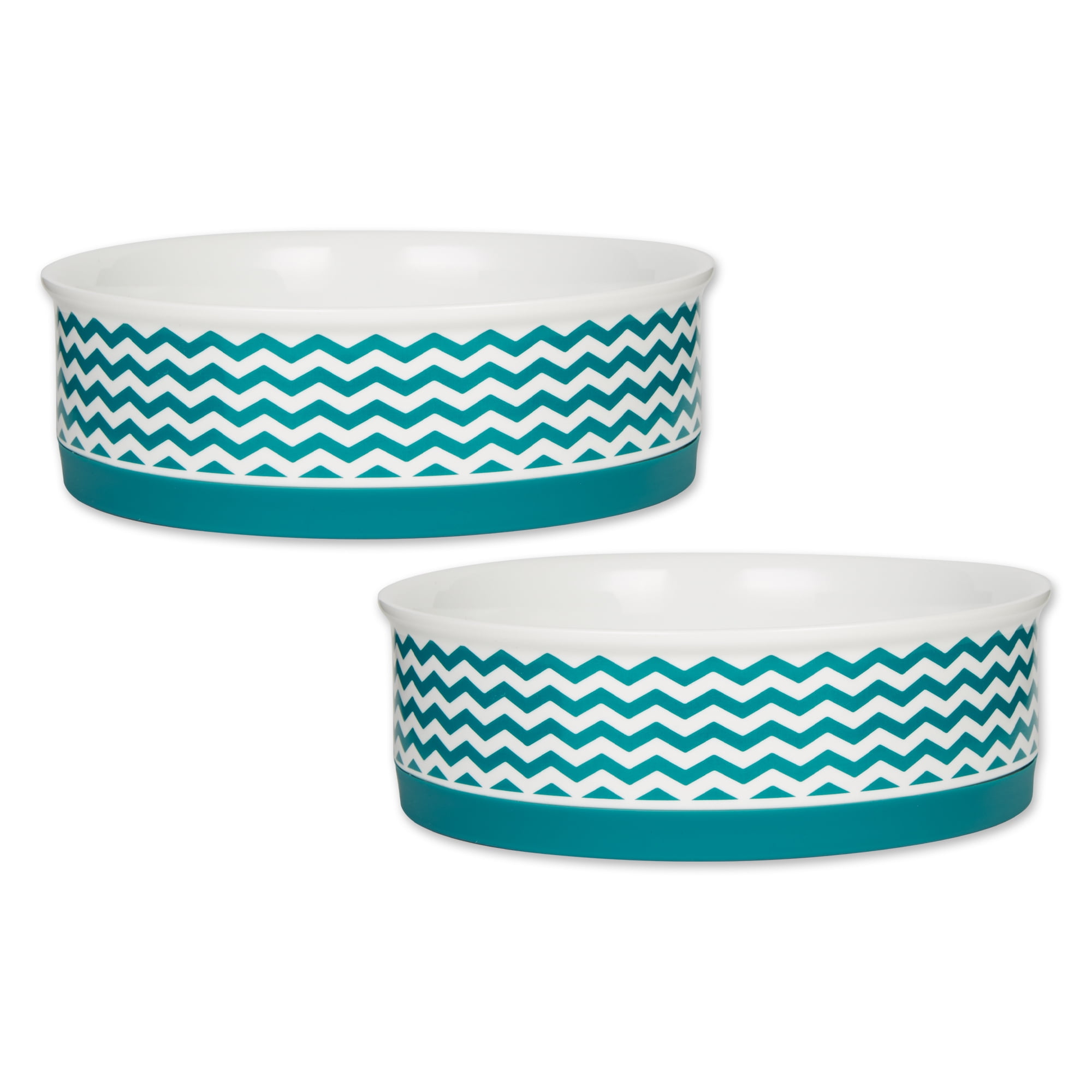 Picture of Design Imports CAMZ14117 7.5 x 2.4 in. Chevron Pet Bowl&#44; Teal - Large - Set of 2