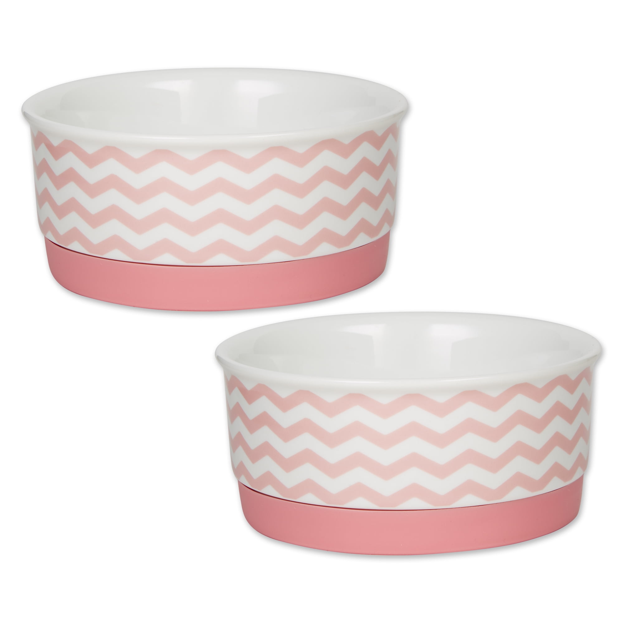 Picture of Design Imports CAMZ14119 4.25 x 2 in. Chevron Pet Bowl&#44; Pink - Small - Set of 2
