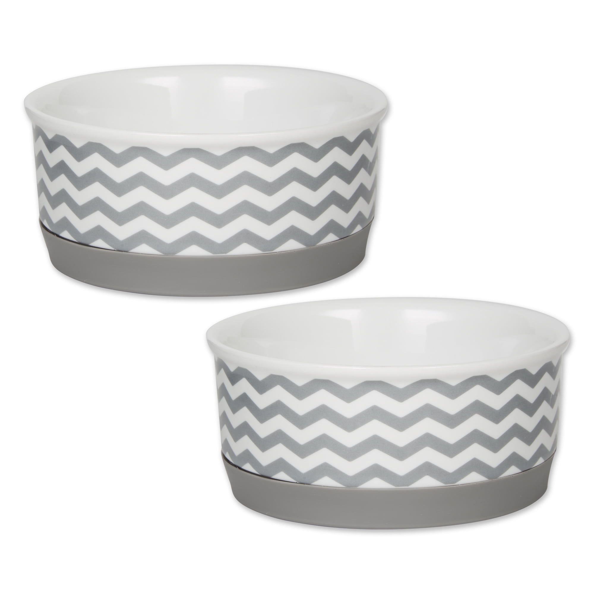 Picture of Design Imports CAMZ14123 4.25 x 2 in. Chevron Pet Bowl&#44; Gray - Small - Set of 2