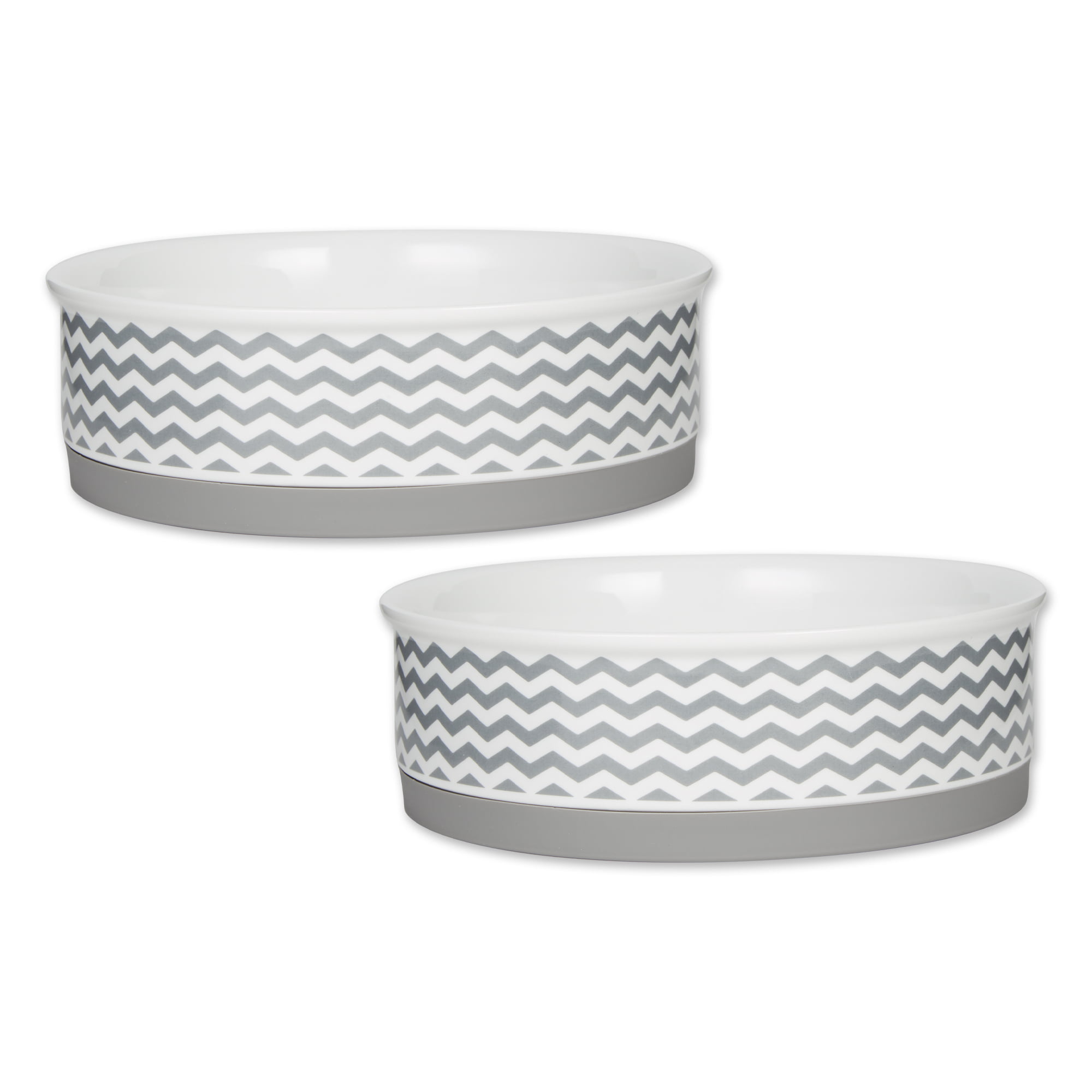 Picture of Design Imports CAMZ14125 7.5 x 2.4 in. Chevron Pet Bowl&#44; Gray - Large - Set of 2