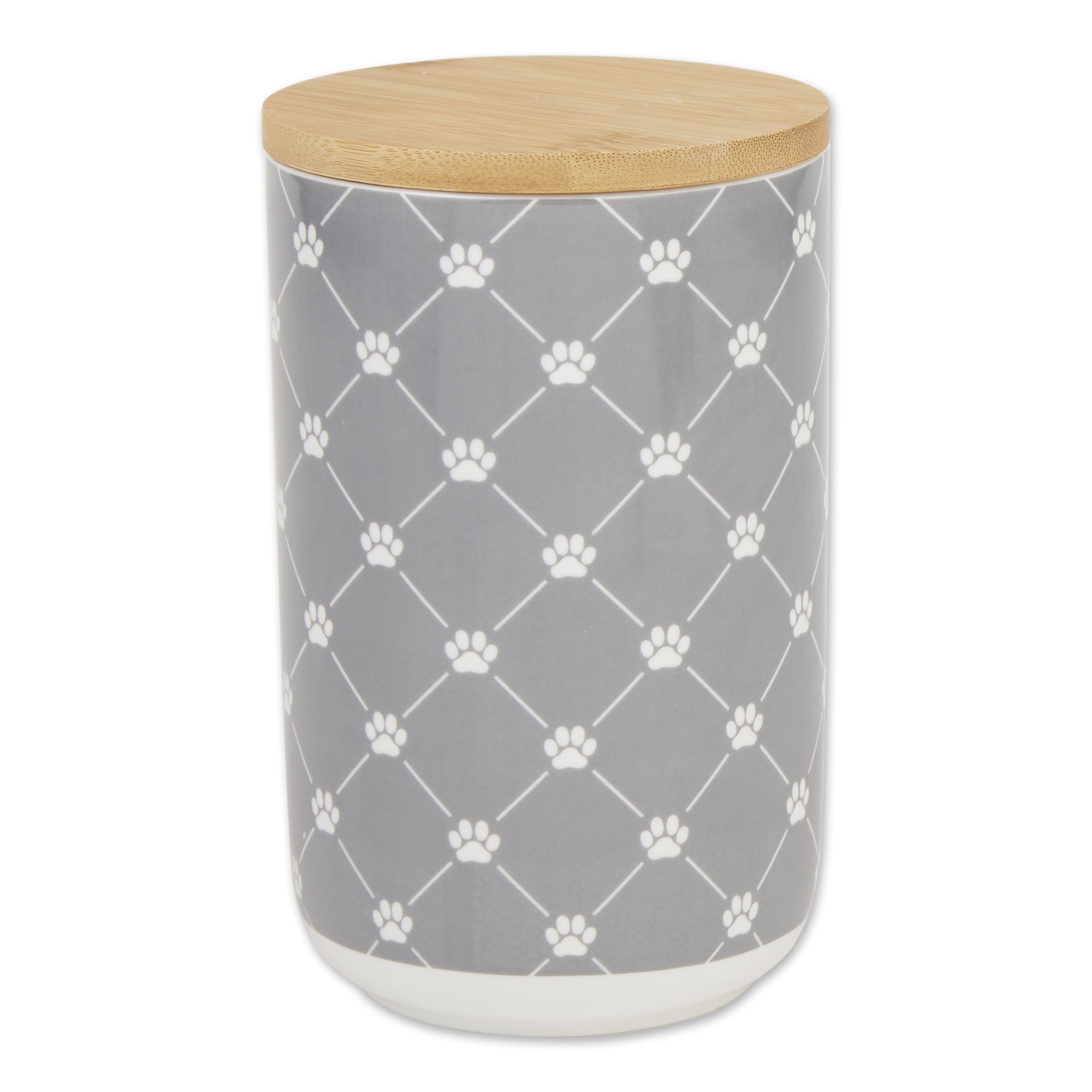 Picture of Design Imports CAMZ14139 Trellis Paw Ceramic Treat Canister&#44; Gray